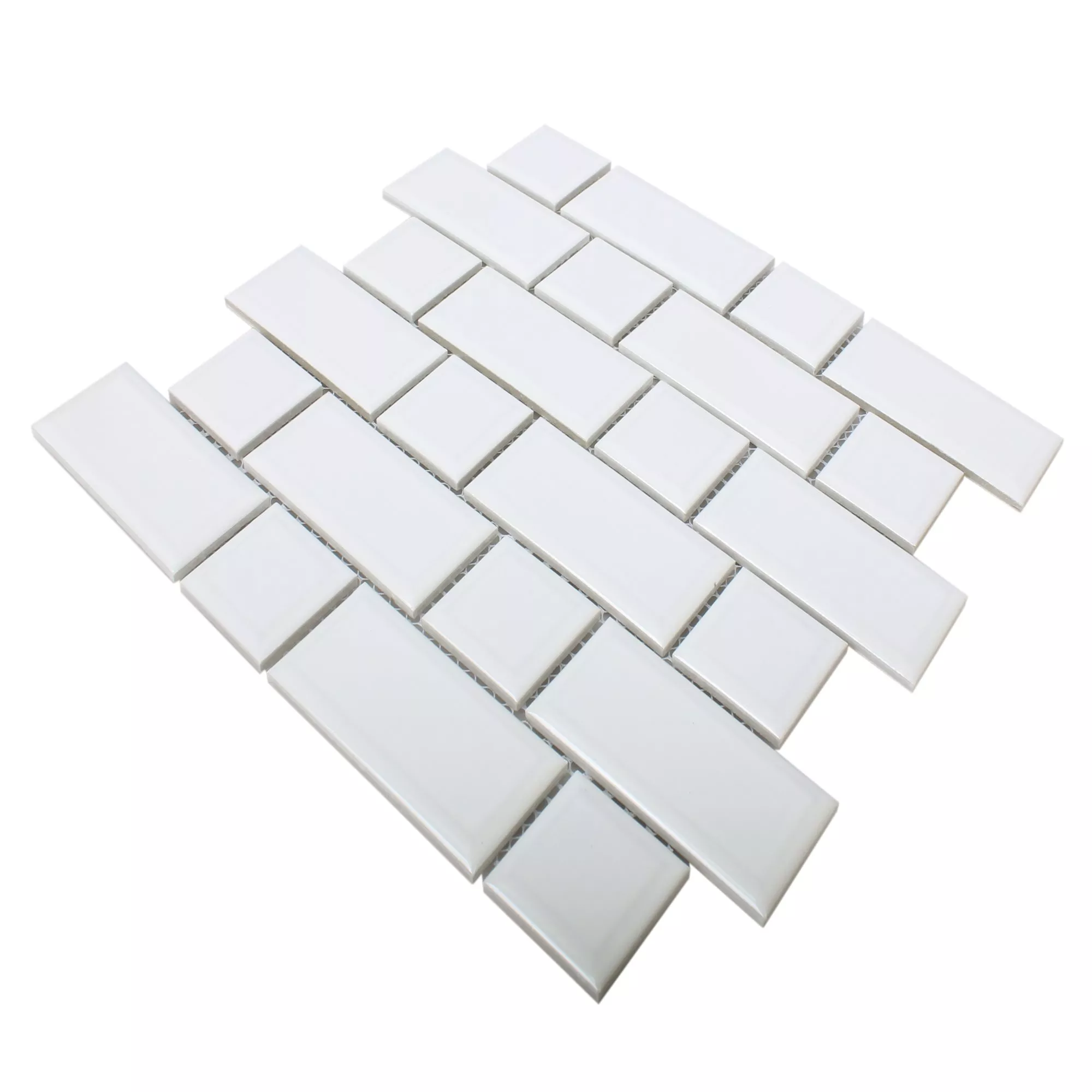 Sample Ceramic Mosaic Tiles Bengal Metro Facet White