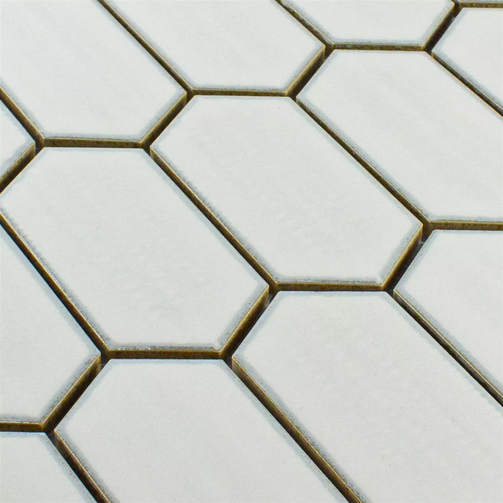 Ceramic Mosaic Tiles McCook Hexagon Long Blanc