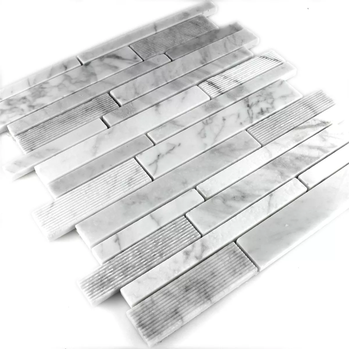 Sample Mosaic Tiles Marble Sticks Milled White