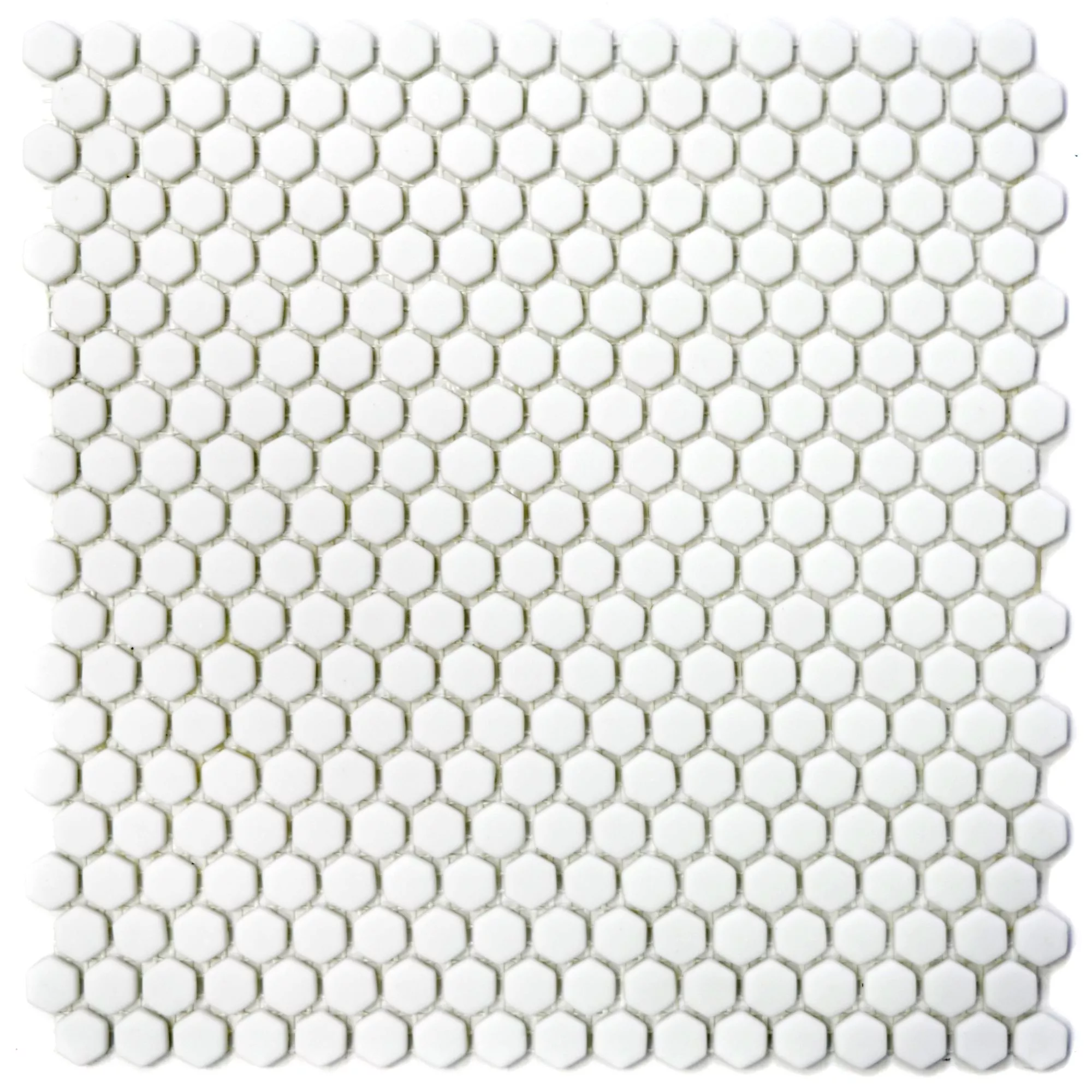 Sample Glass Mosaic Tiles Kassandra Hexagon White Mat