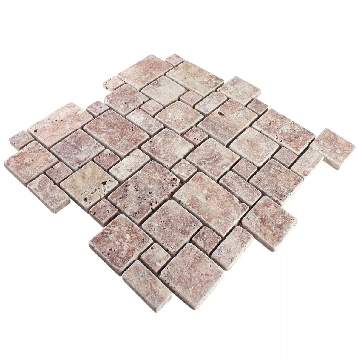 Natural Stone Travertine Mosaic Tiles LaGrange Red