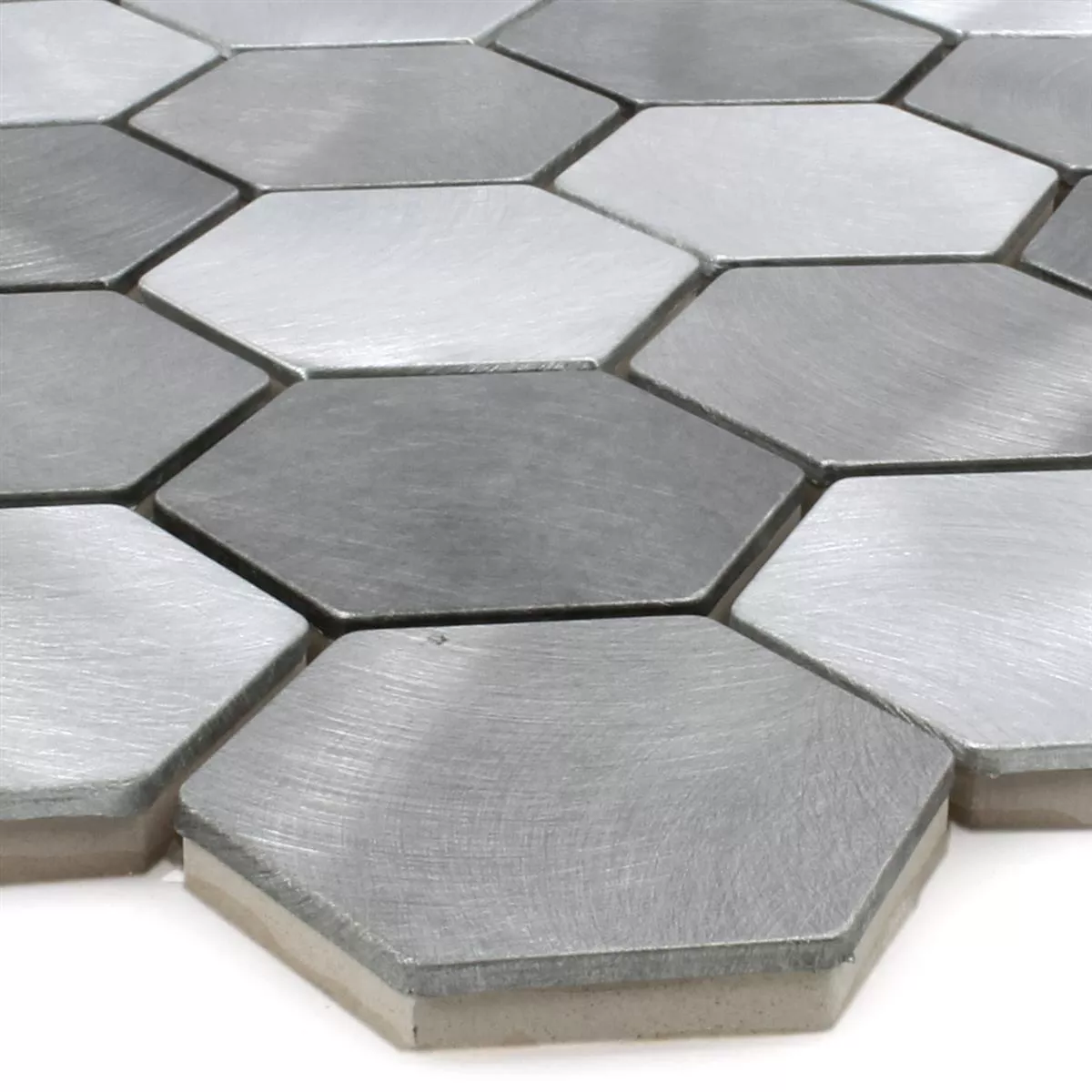 Mosaic Tiles Aluminium Manhatten Hexagon Grey Silver