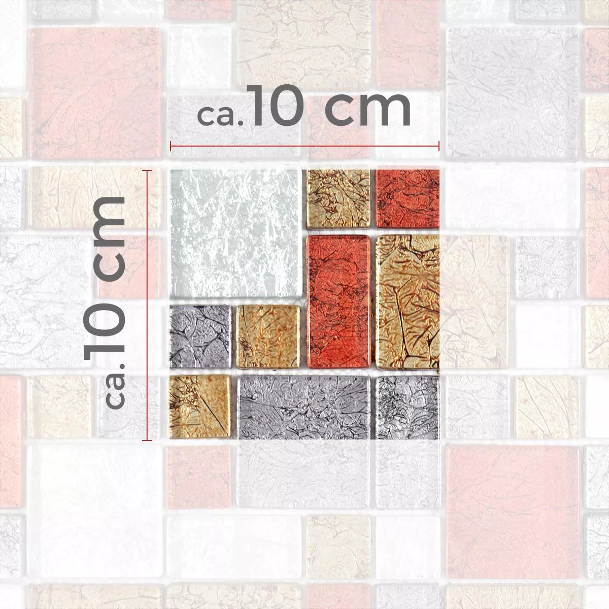 Sample Glass Mosaic Tiles Curlew Red Brown Silver ix