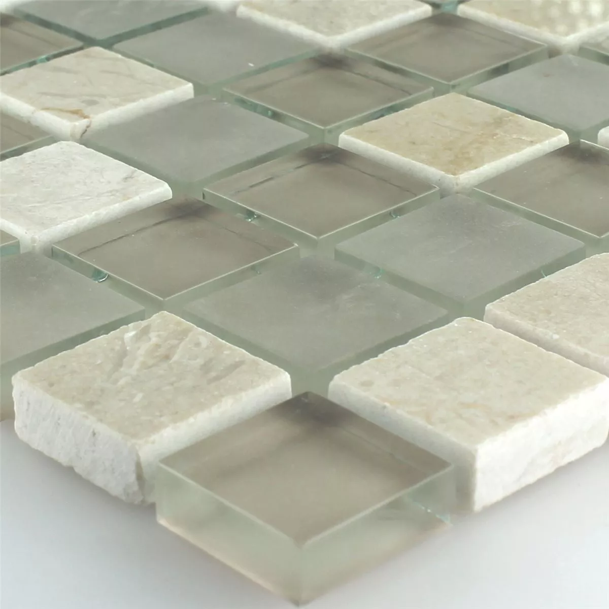 Mosaic Tiles Glass Marble Barbuda Creme 23x23x8mm