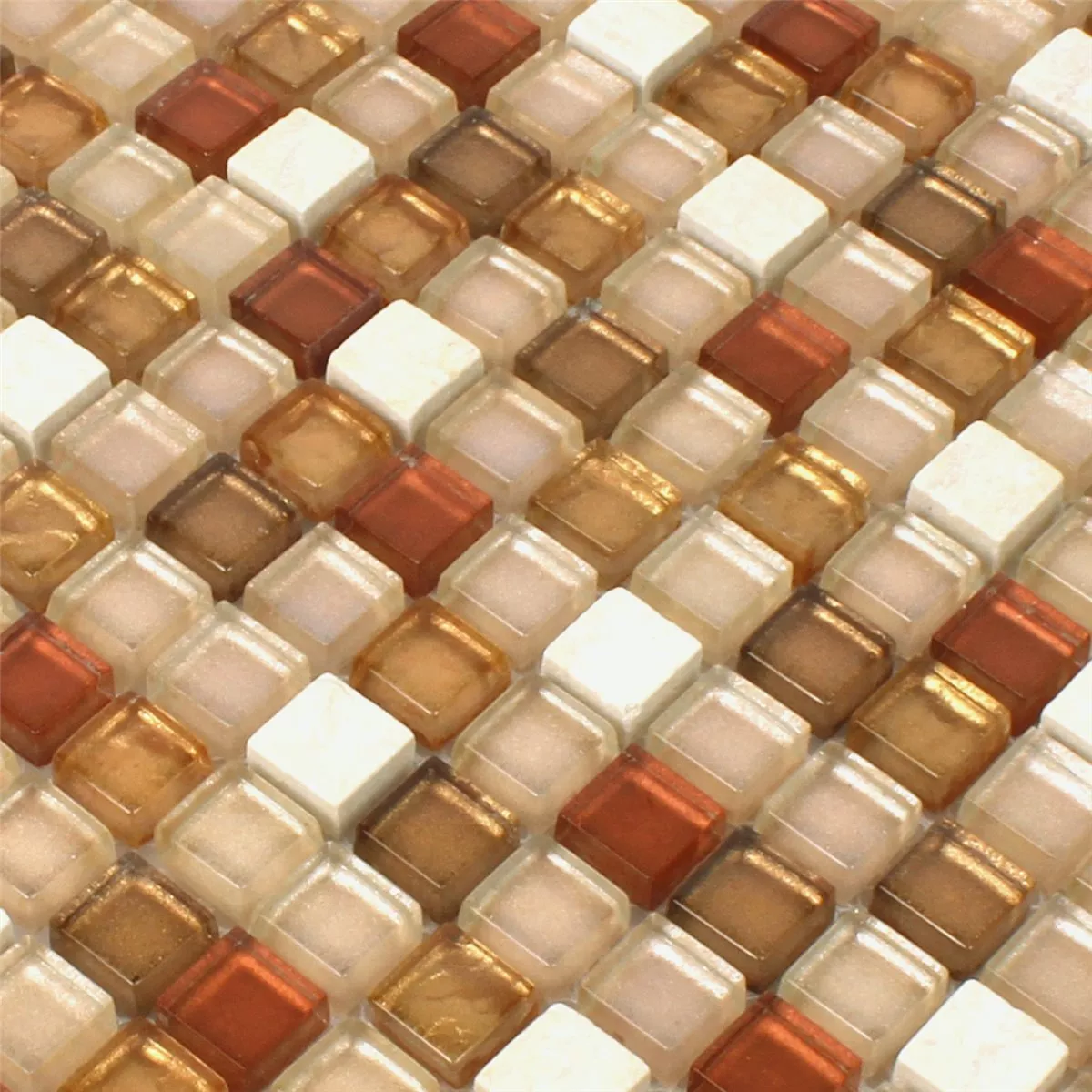 Sample Mosaic Tiles Glass Natural Stone Mix Ocker Gold