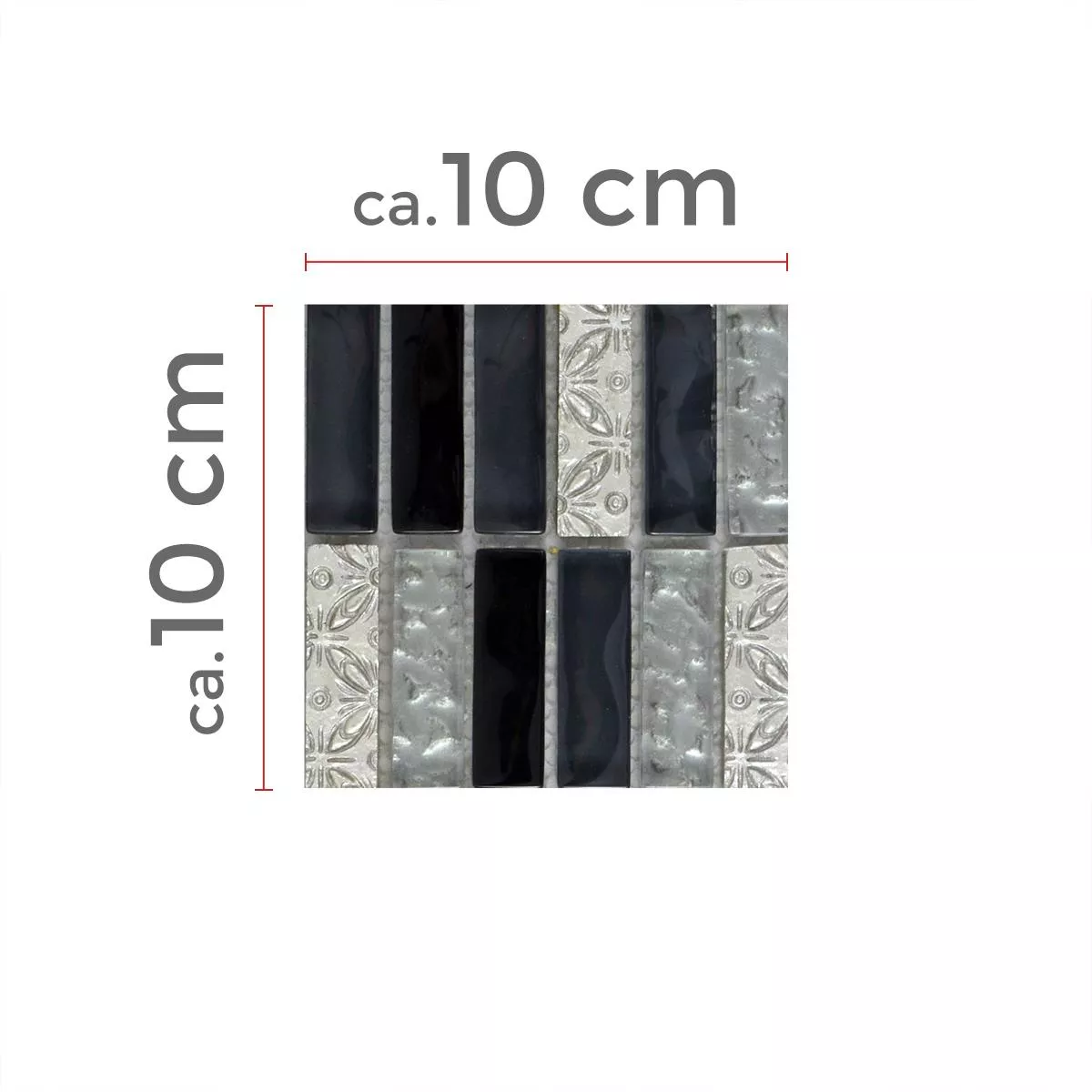 Sample Glass Mosaic Resin Natural Stone Tiles Conchita Black Silver