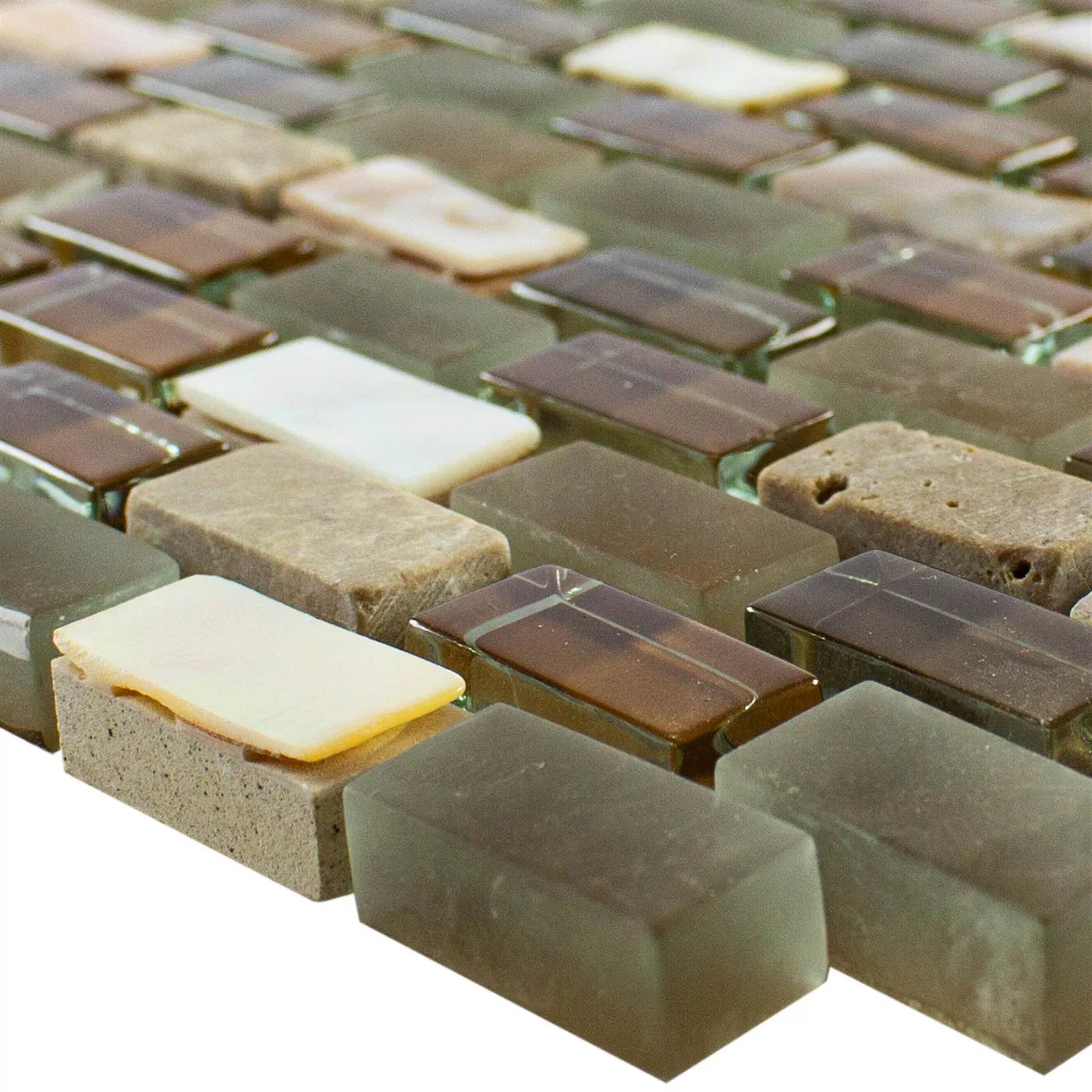 Glass Natural Stone Nacre Mosaic Tile Admiral Brown