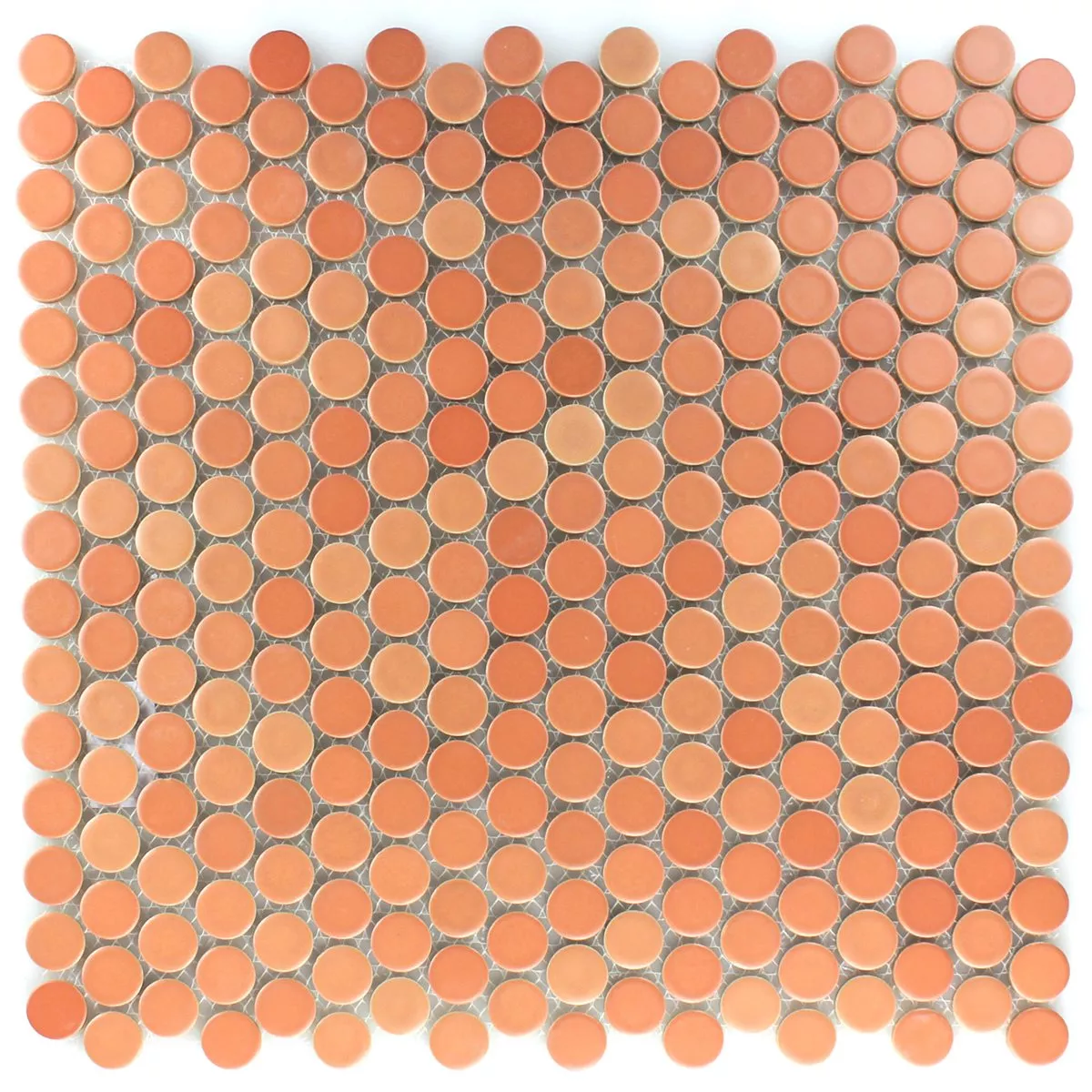 Sample Ceramic Button Mosaic Tiles Round Terracotta