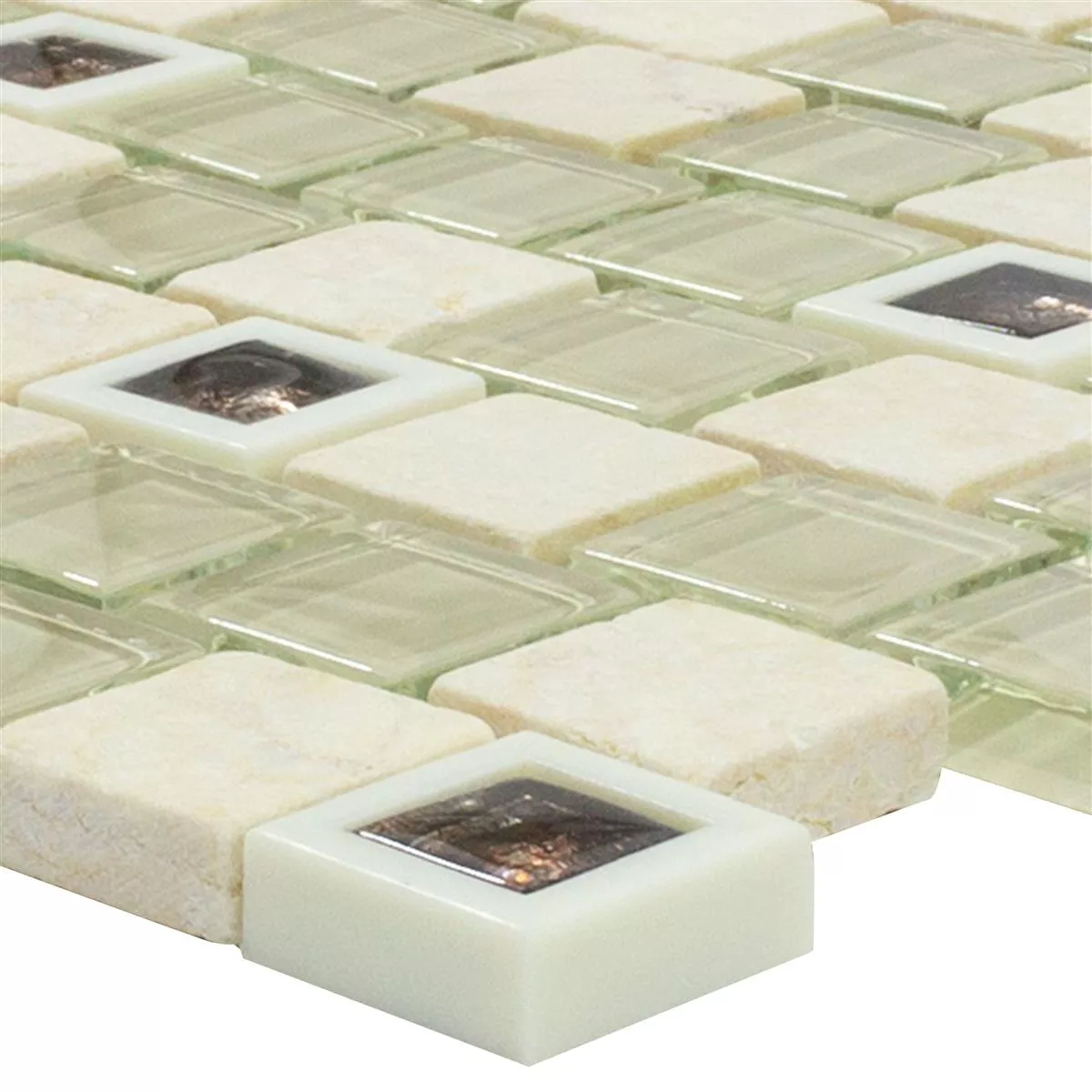 Glass Plastic Natural Stone Mosaic Lunaquell Beige