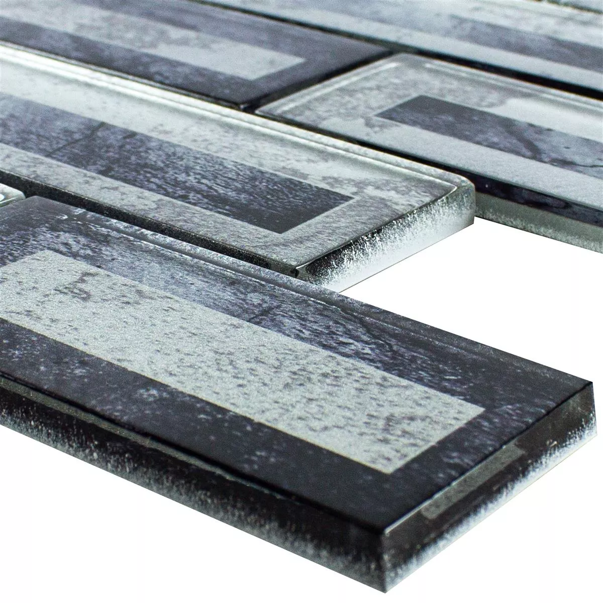 Glass Mosaic Tiles Romans 2D Effect Black Glass Mosaic Tiles Romans 2D Effect Black