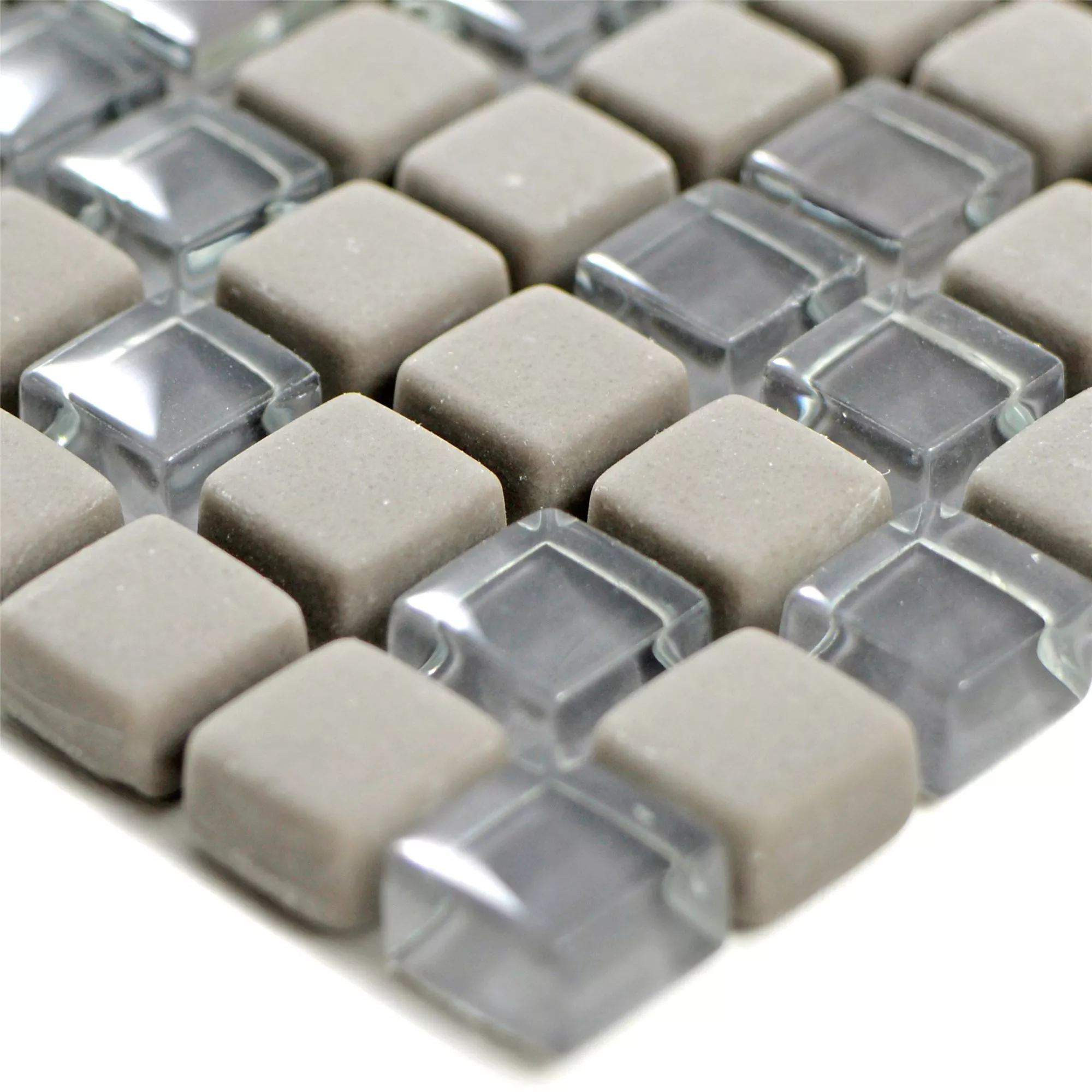 Glass Mosaic Tiles Kassandra Grey Brown Mat