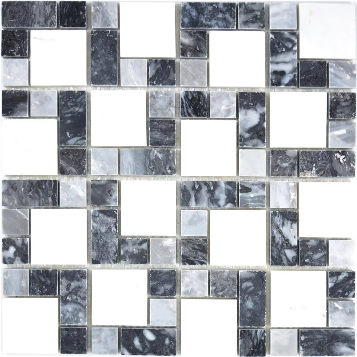 Marble Natural Stone Mosaic Tiles Cordoba Black Grey White