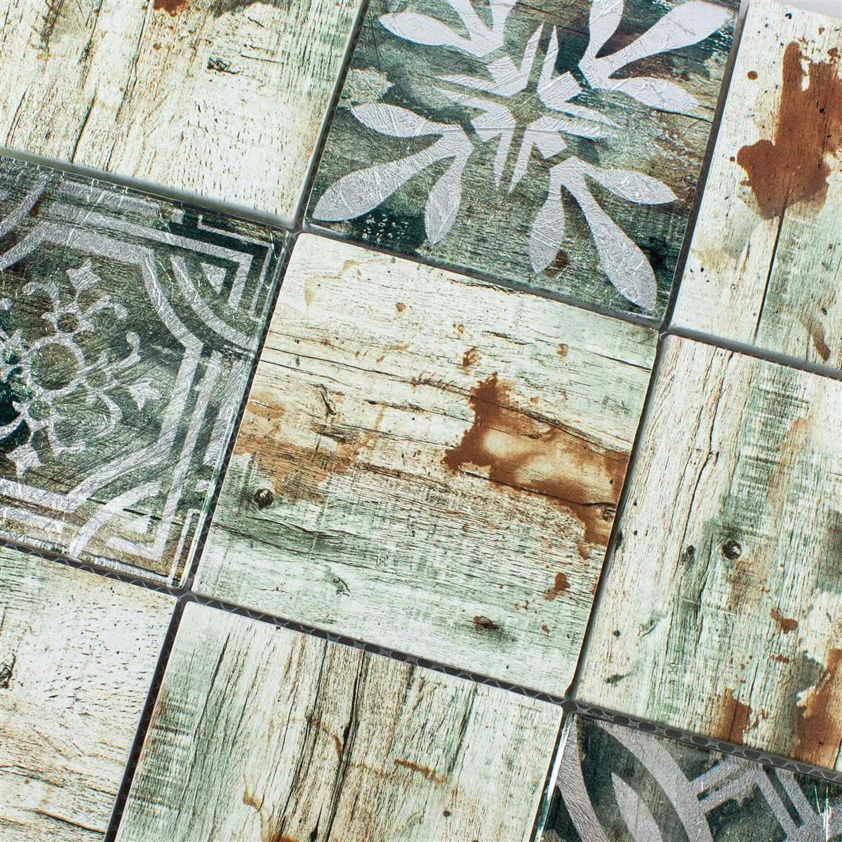 Glass Mosaic Tiles Wood Optic Township Beige Brown Q98