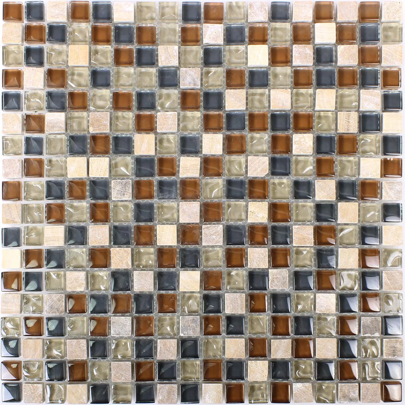 Sample Glass Mosaic Natural Stone Tiles Festus Brown Beige Grey