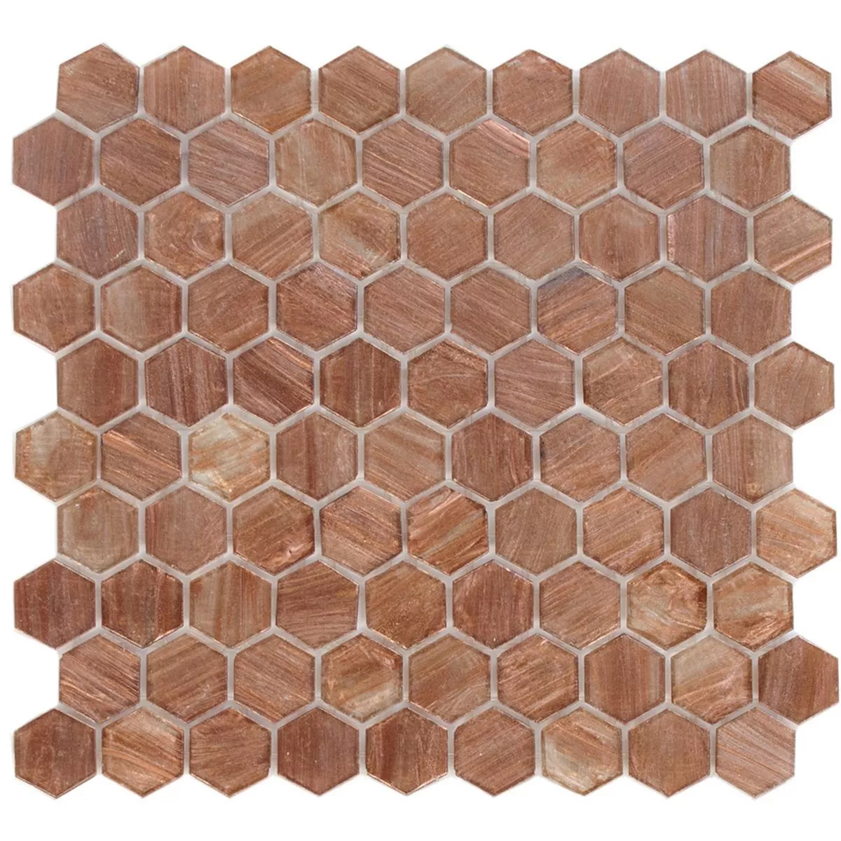 Glass Mosaic Tiles Trend-Vi Hexagonal 222 Copper Brown Glass Mosaic Tiles Trend-Vi Hexagonal 222 Copper Brown