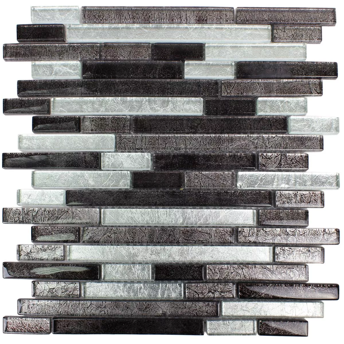 Glass Mosaic Tiles Curlew Black Silver Pattern