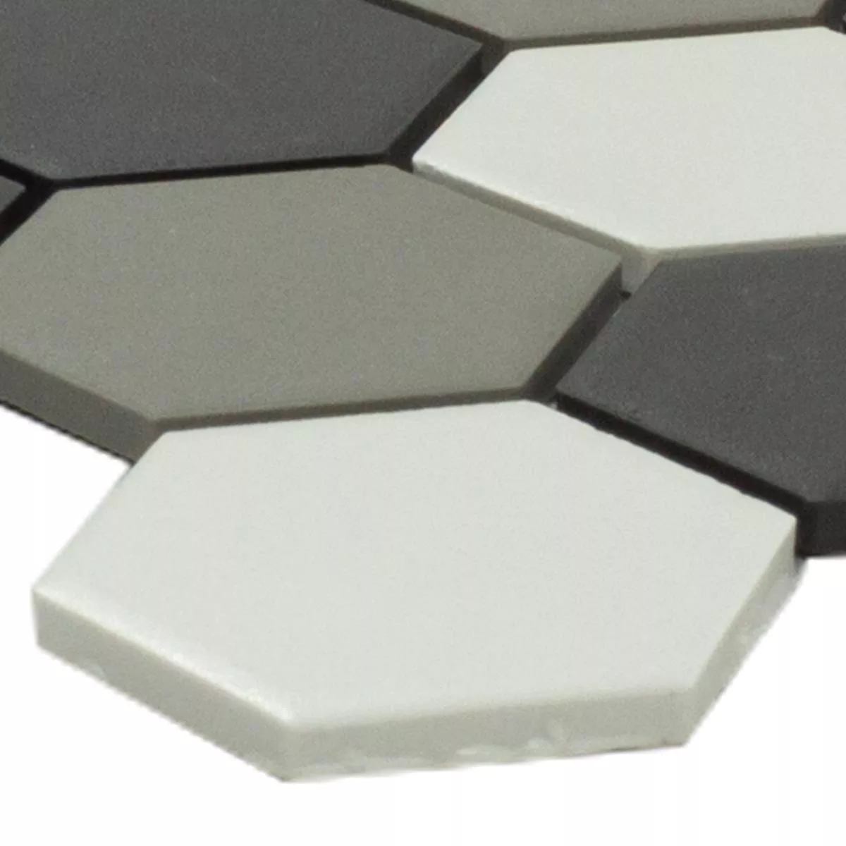 Ceramic Mosaic Tile Hexagon Bern Black White
