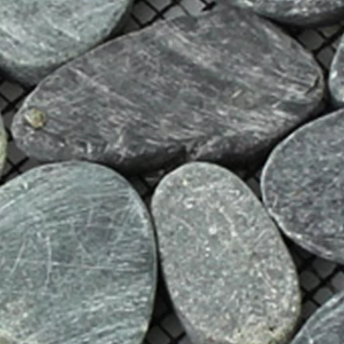Sample Mosaic Tiles River Pebbles Cut Black