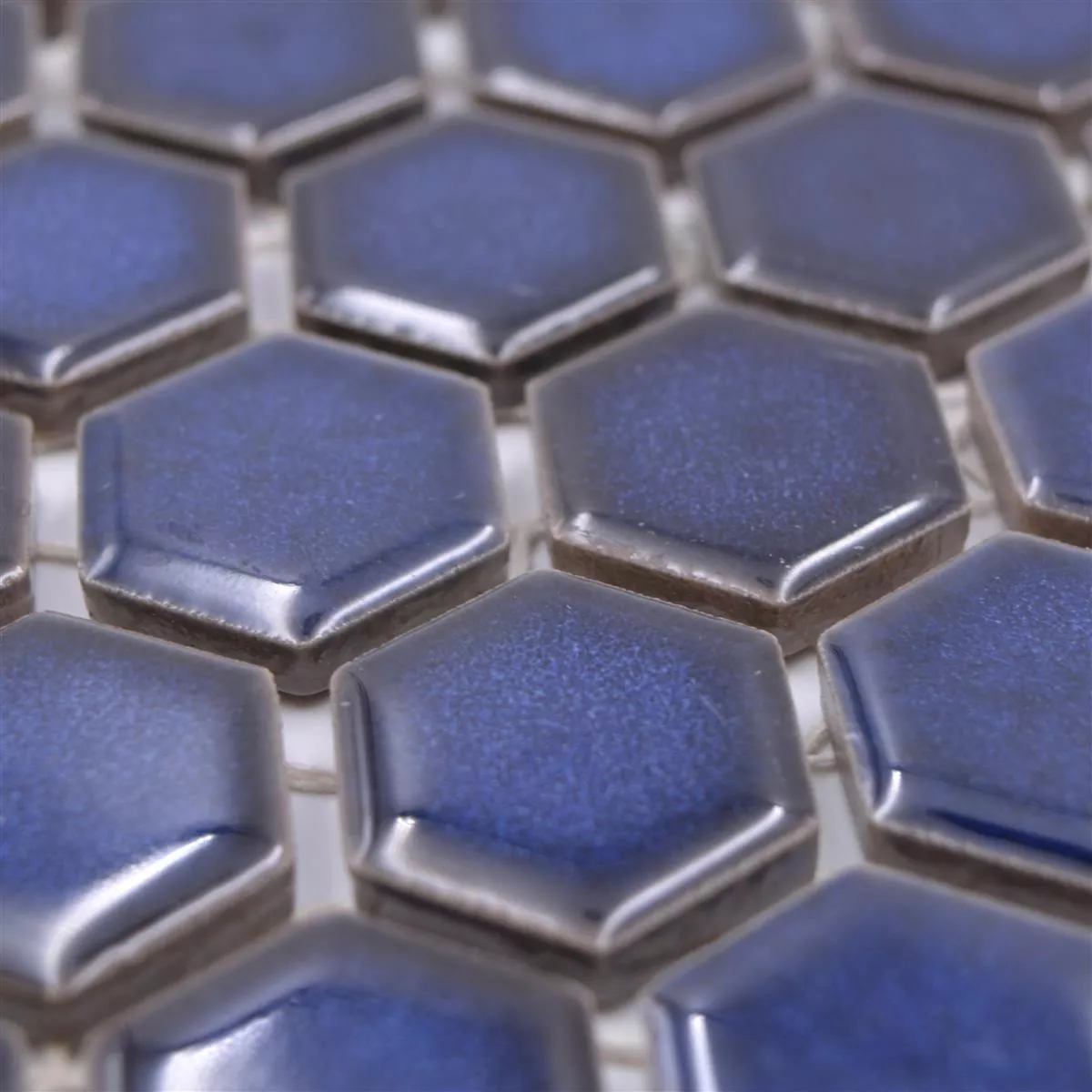 Sample from Ceramic Mosaic Salomon Hexagon Cobalt Blue H23