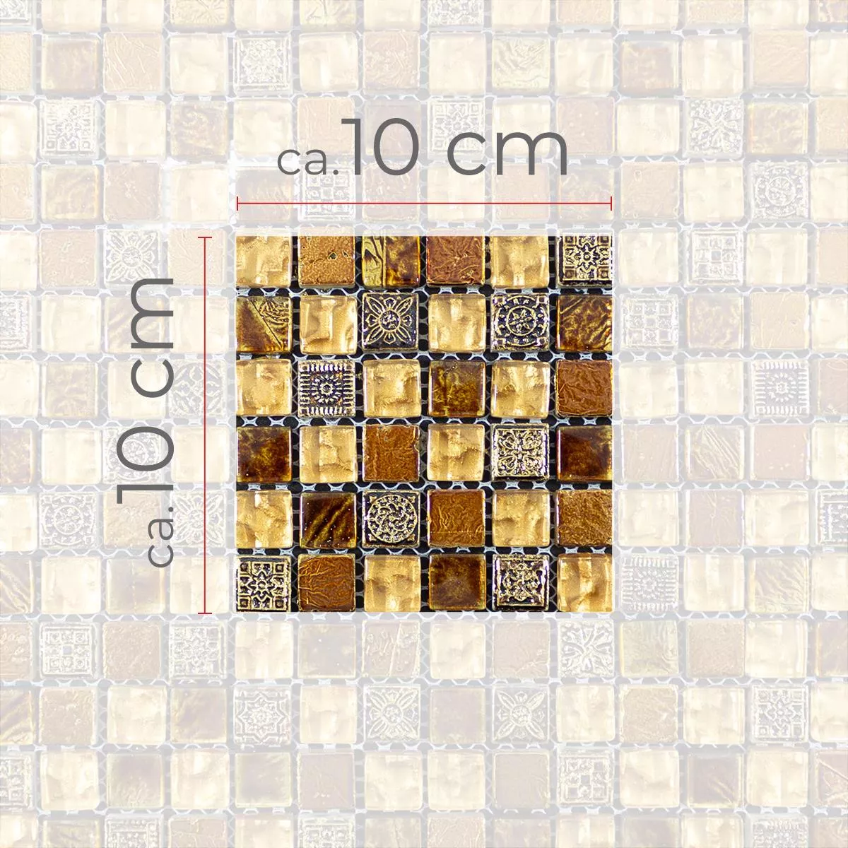 Sample Glass Marble Mosaic Tiles Majestic Brown Gold