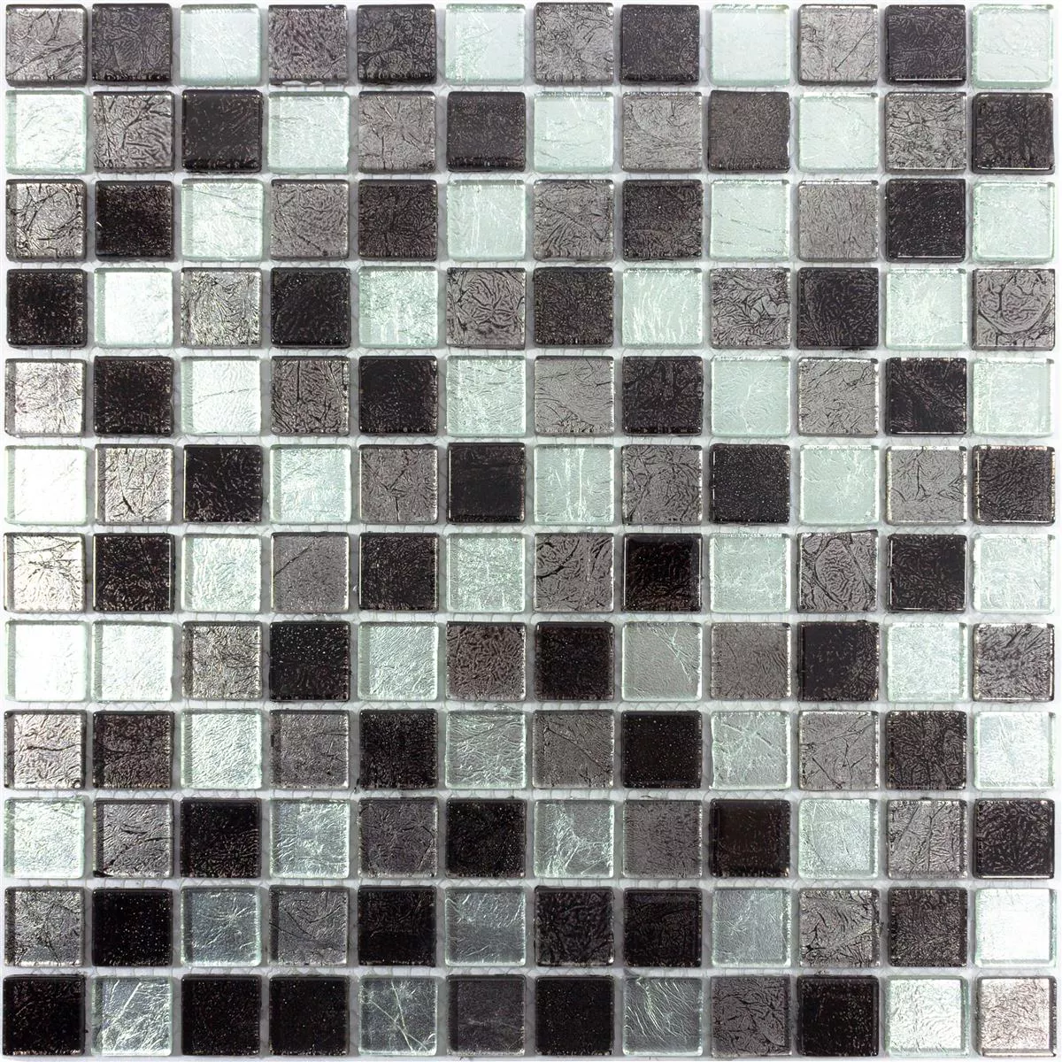 Mosaic Tiles Glass Bonnie Crystal Structure Black Silver Grey