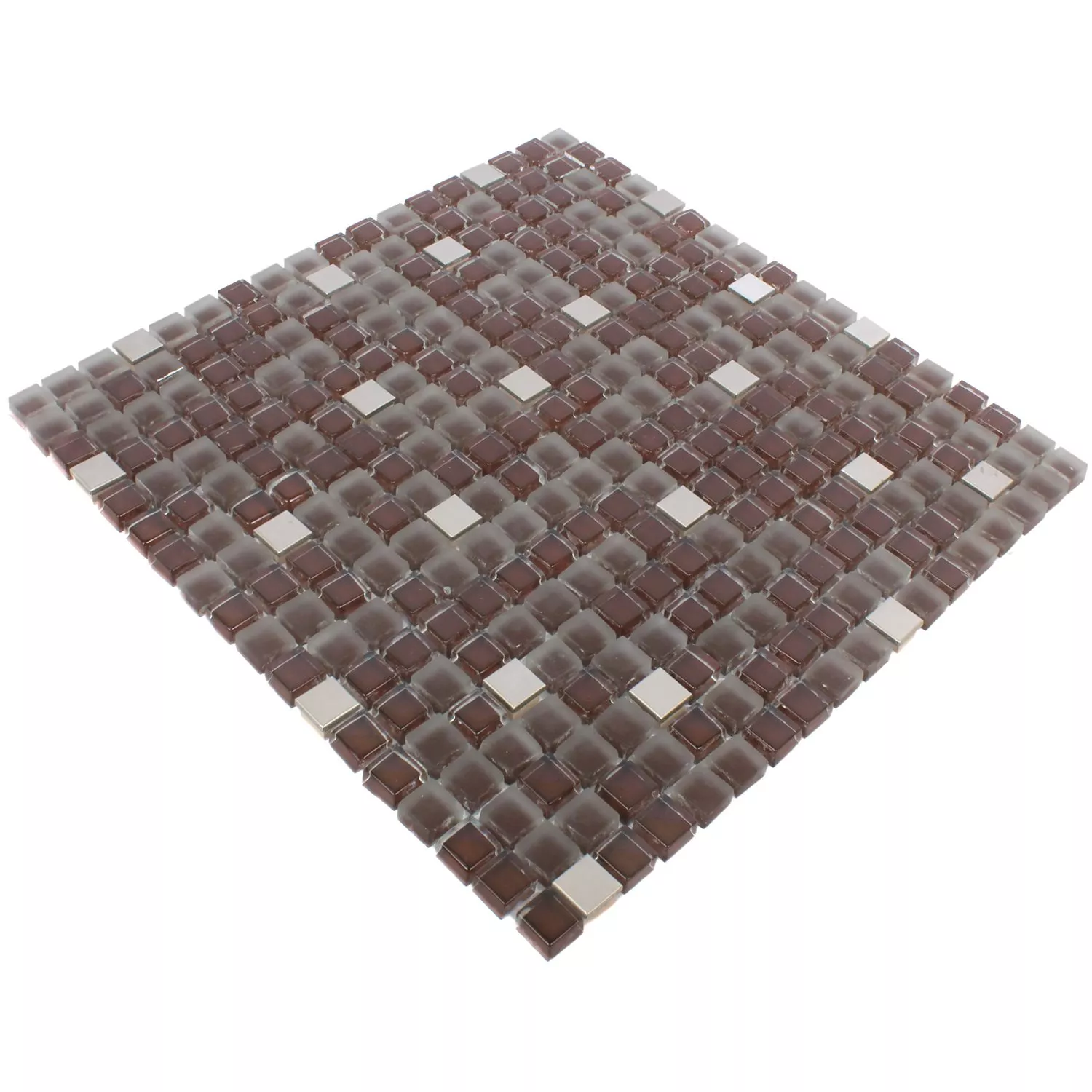 Mosaic Tiles Rotterdam Stainless Steel Glass Mix Brown Silver