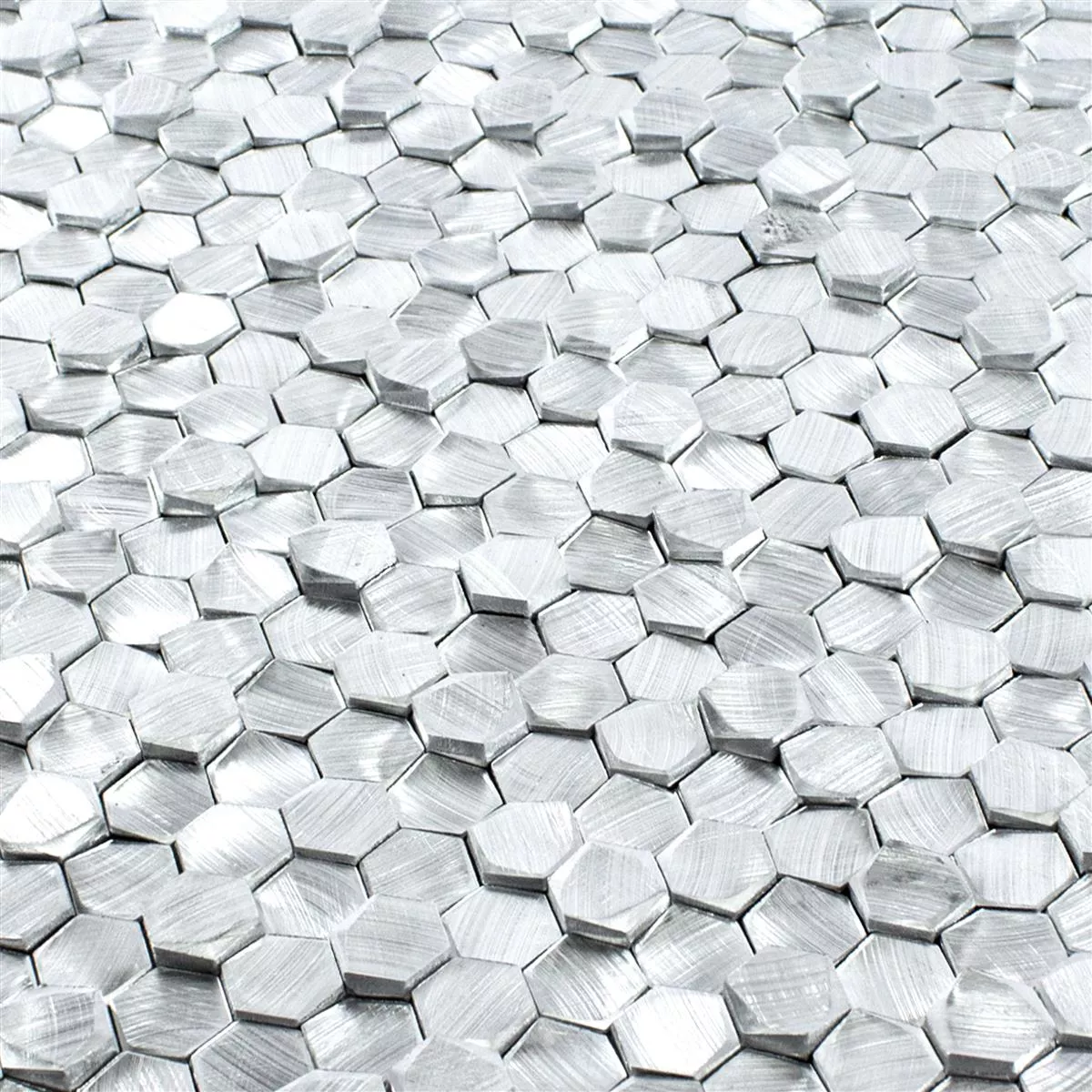 Sample Aluminium Metal Mosaic Tiles McAllen Silver