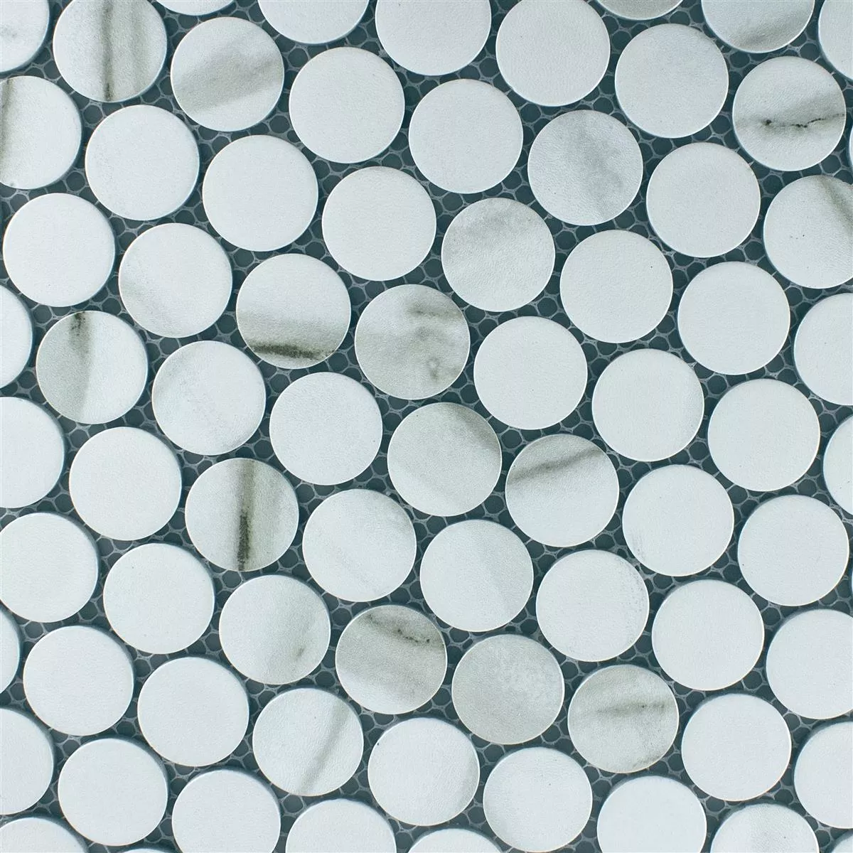 Ceramic Button Round Mosaic Tiles Hunter Carrara