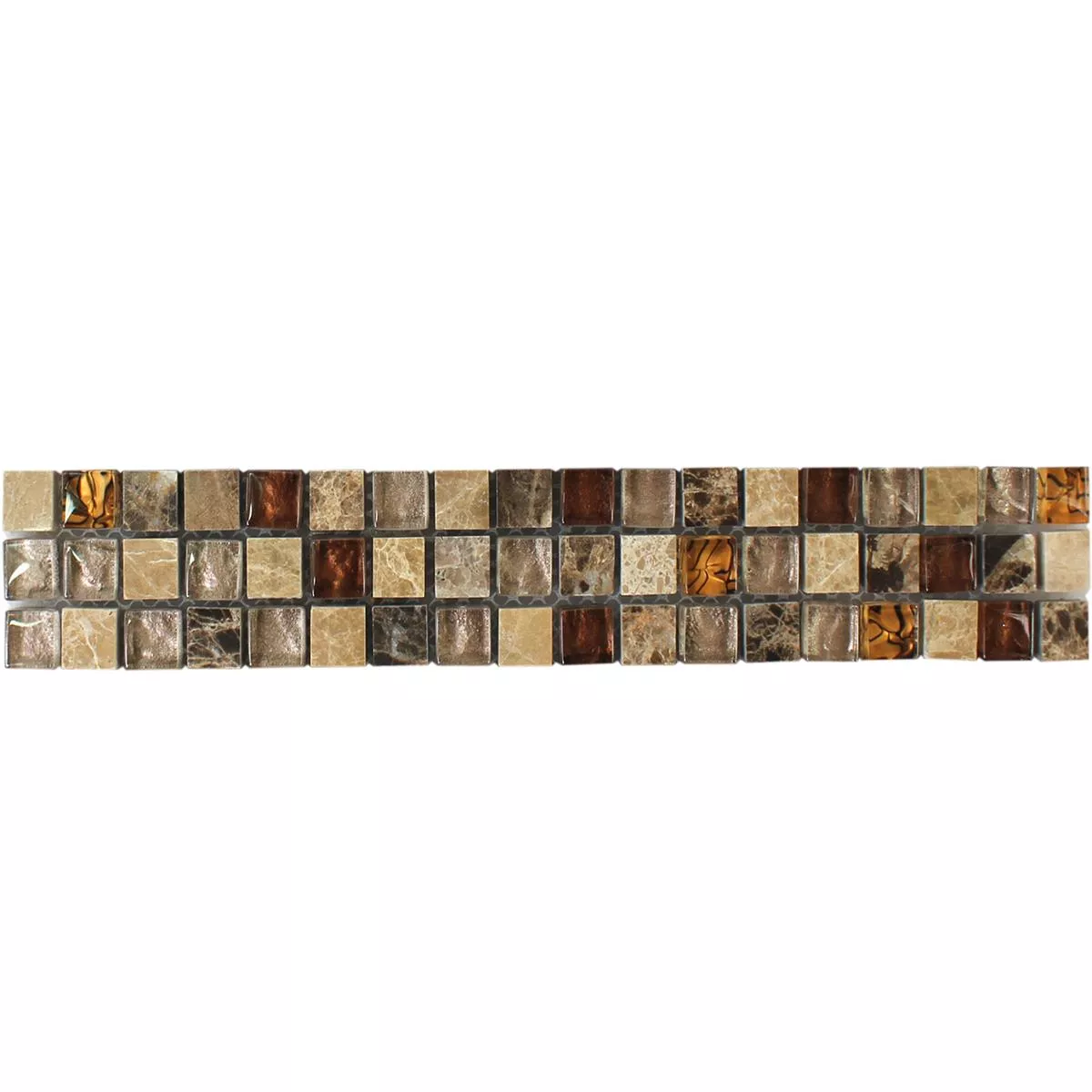 Glass Natural Stone Mosaic Border Gabon Brown