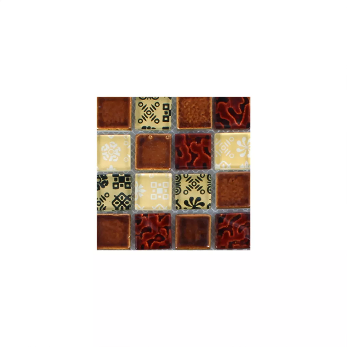 Sample Mosaic Tiles Resin Glass Belmont Red Beige