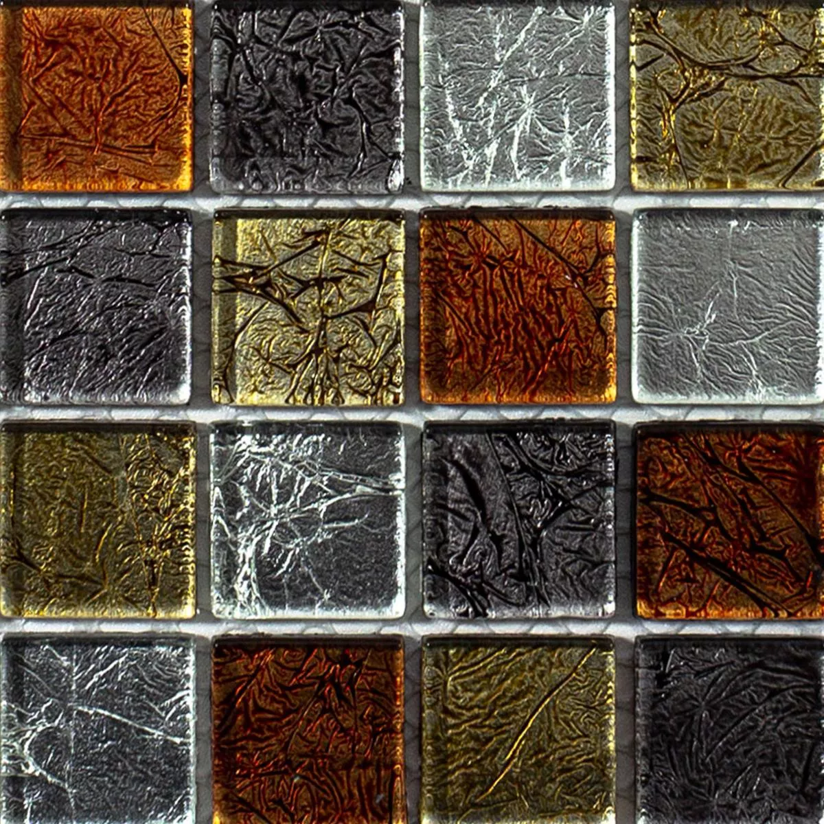 Sample Mosaic Tiles Glass Bonnie Crystal Structure Gold Silver Red