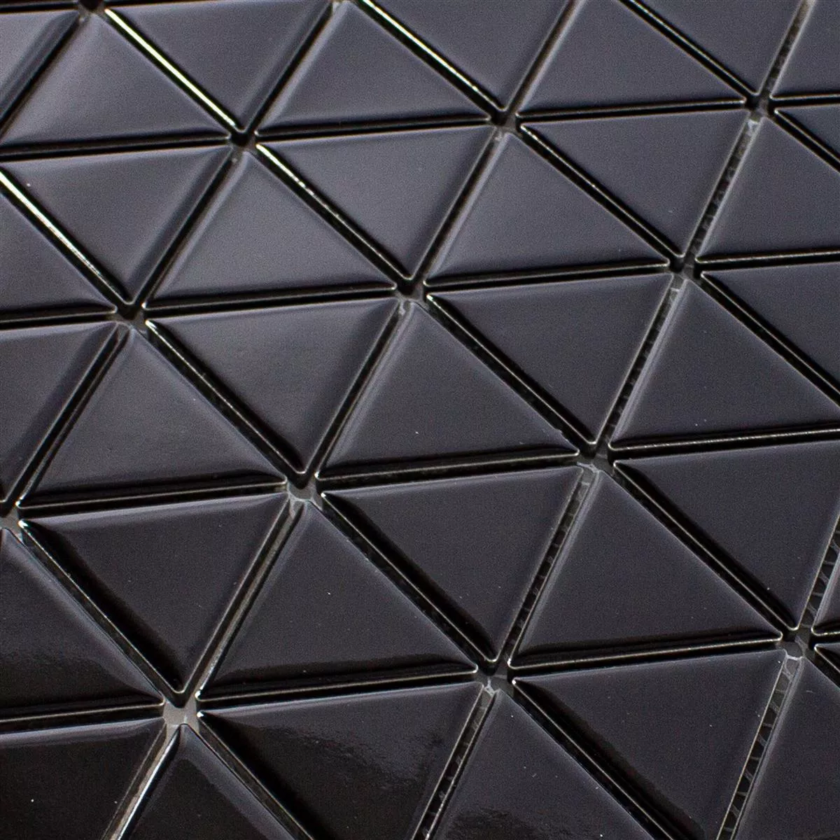Ceramic Mosaic Tiles Arvada Triangle Black Glossy