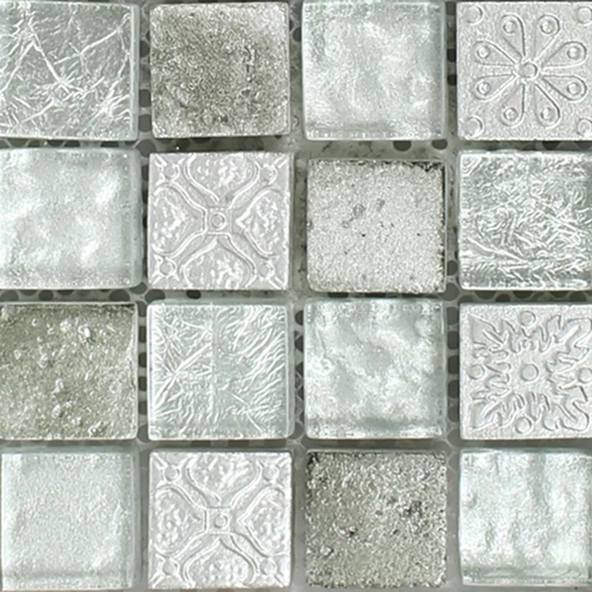 Sample Mosaic Tiles Georgia Glass Natural Stone Mix Silver