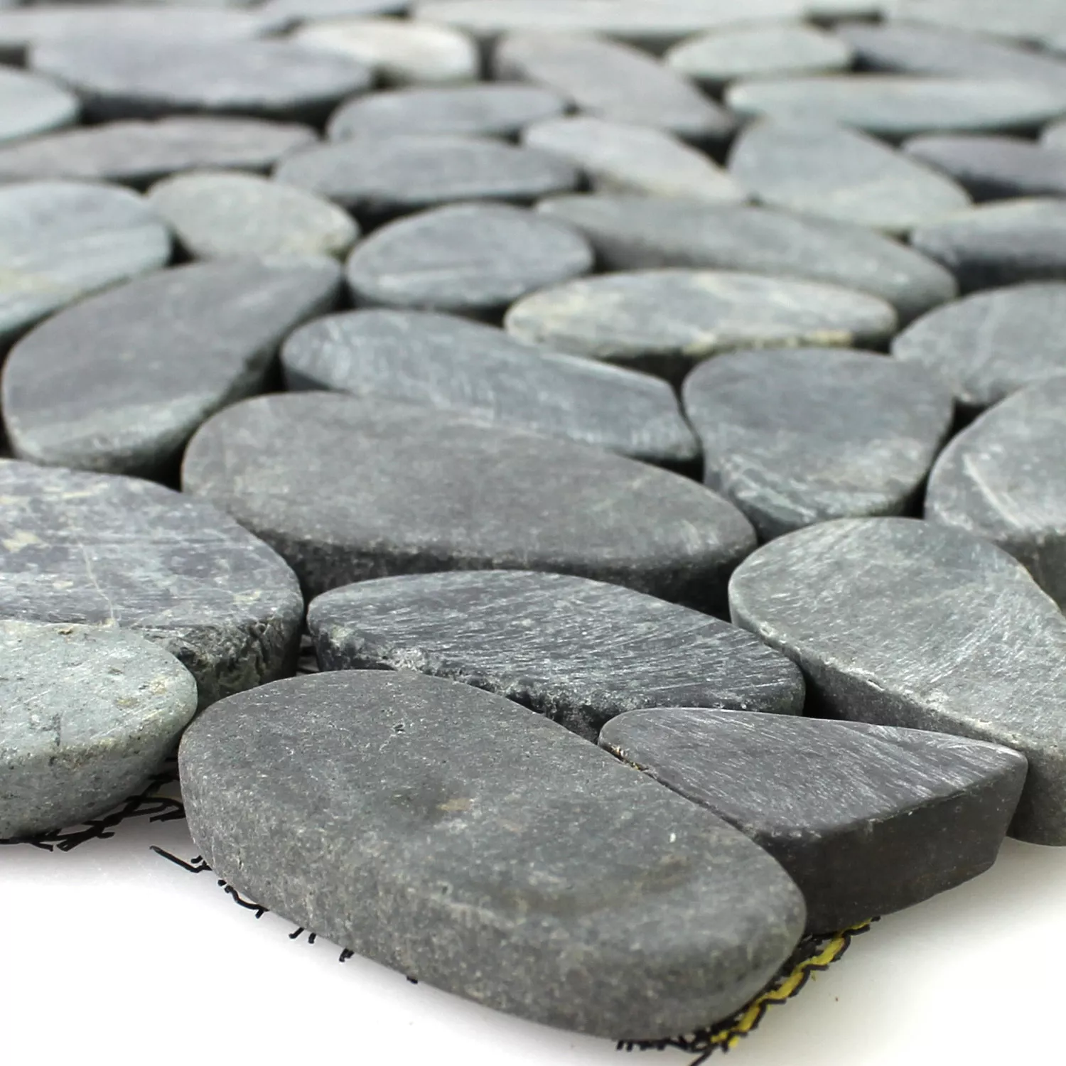 Mosaic Tiles River Pebbles Cut Black