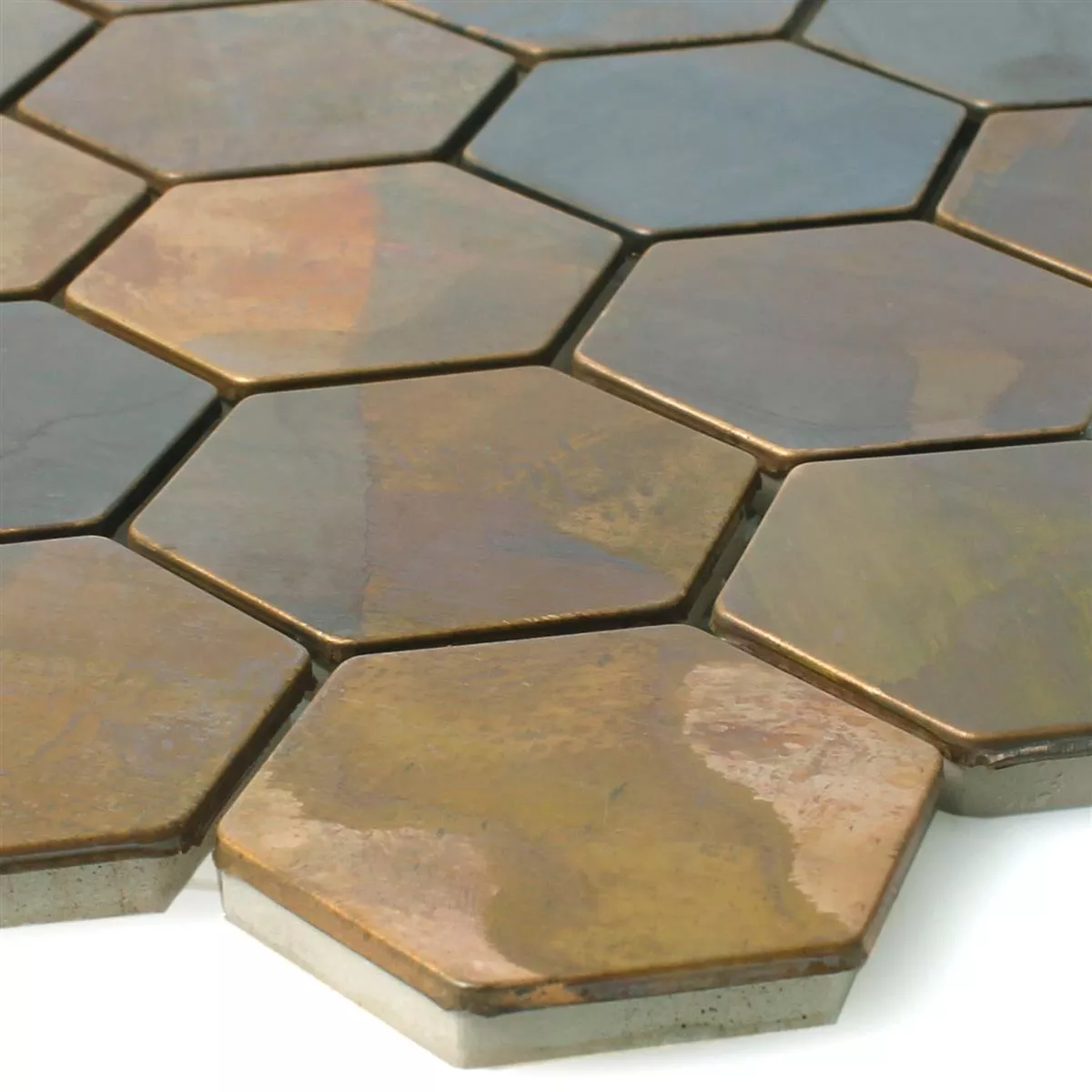 Sample Mosaic Tiles Copper Merkur Hexagon Brown 