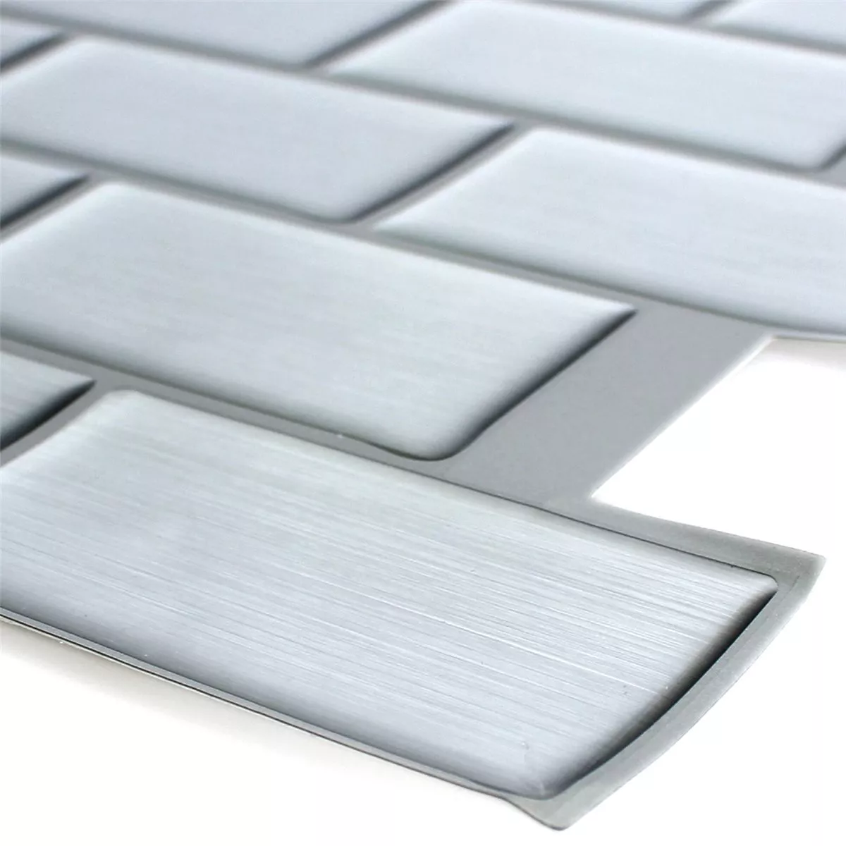 Sample Mosaic Tiles Vinyl Stainless Steel Optic Silver