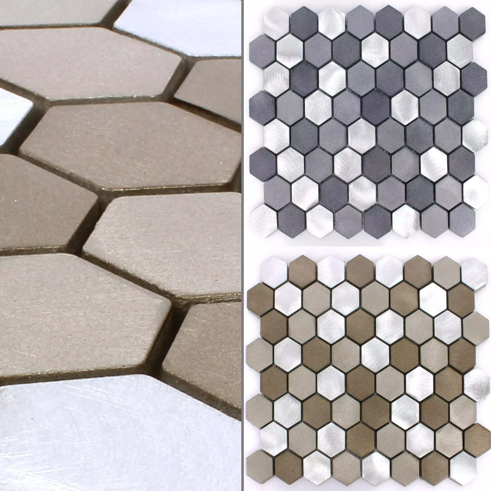 Sample Mosaic Tiles Aluminium Apache Hexagon