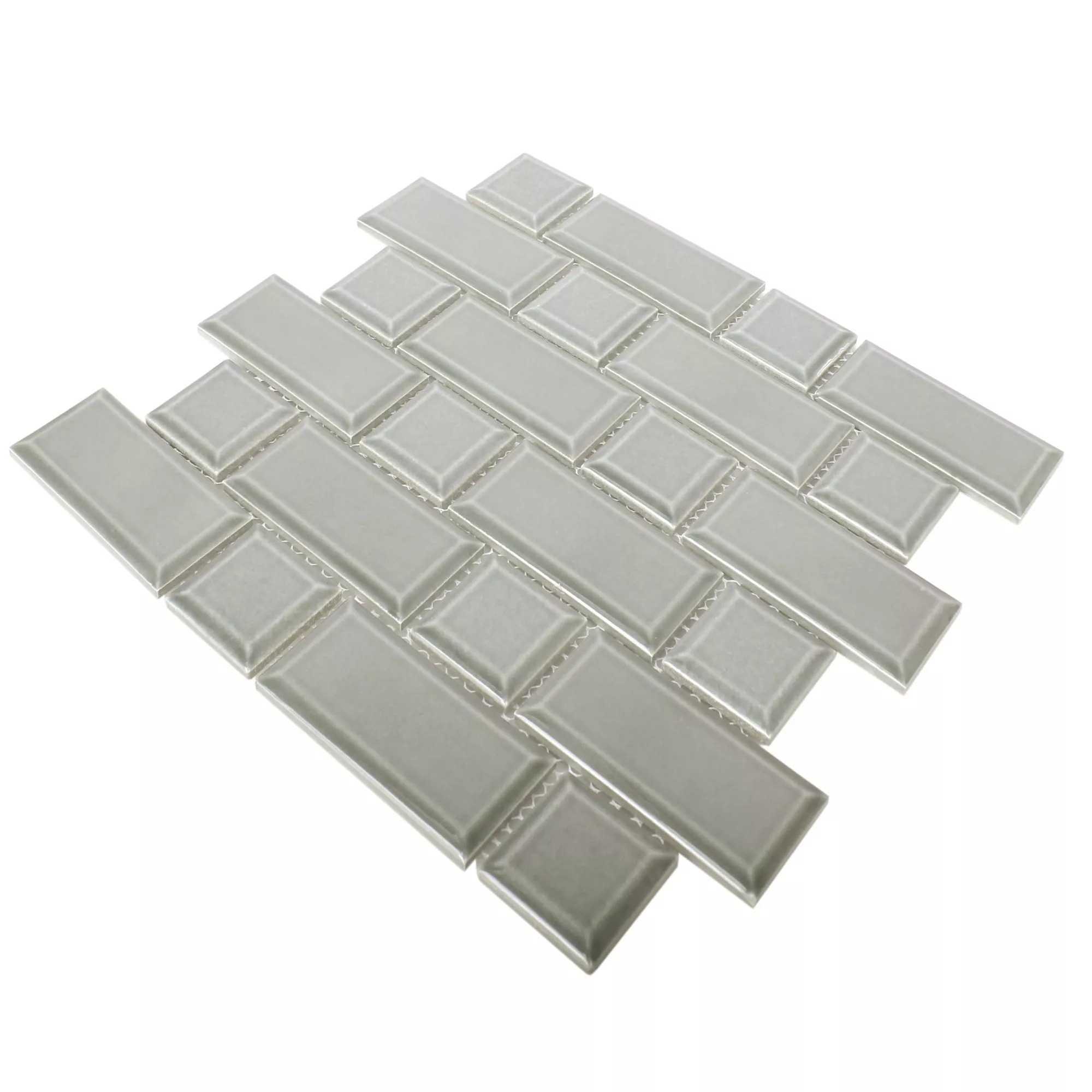 Sample Ceramic Mosaic Tiles Bengal Metro Facet Light Grey