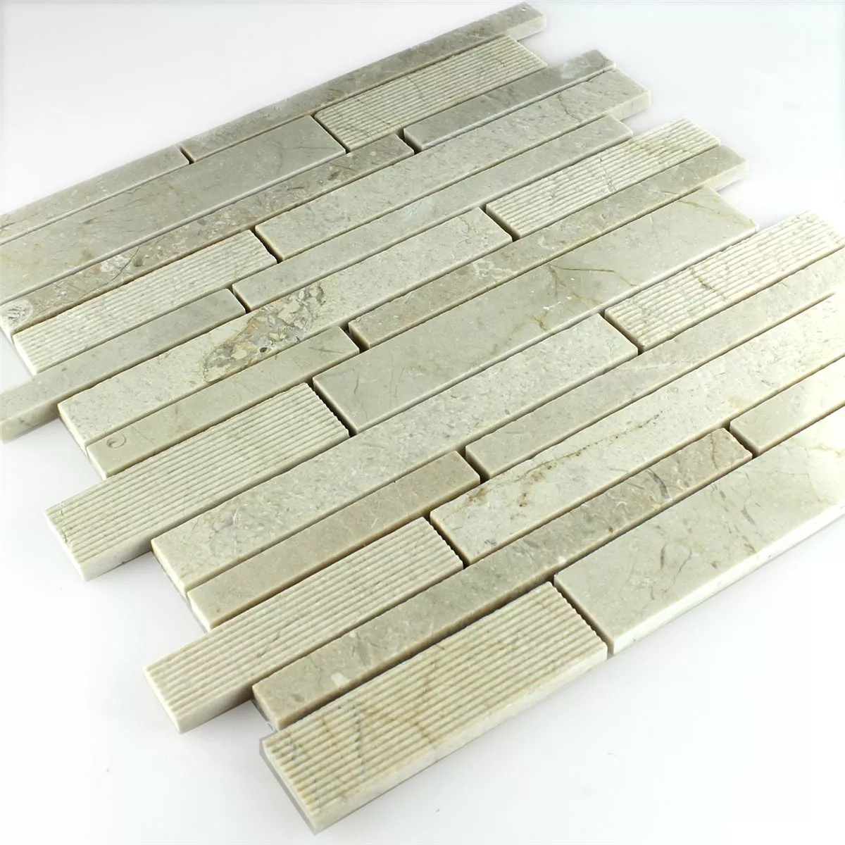 Sample Mosaic Tiles Marble Sticks Milled Polished Creme