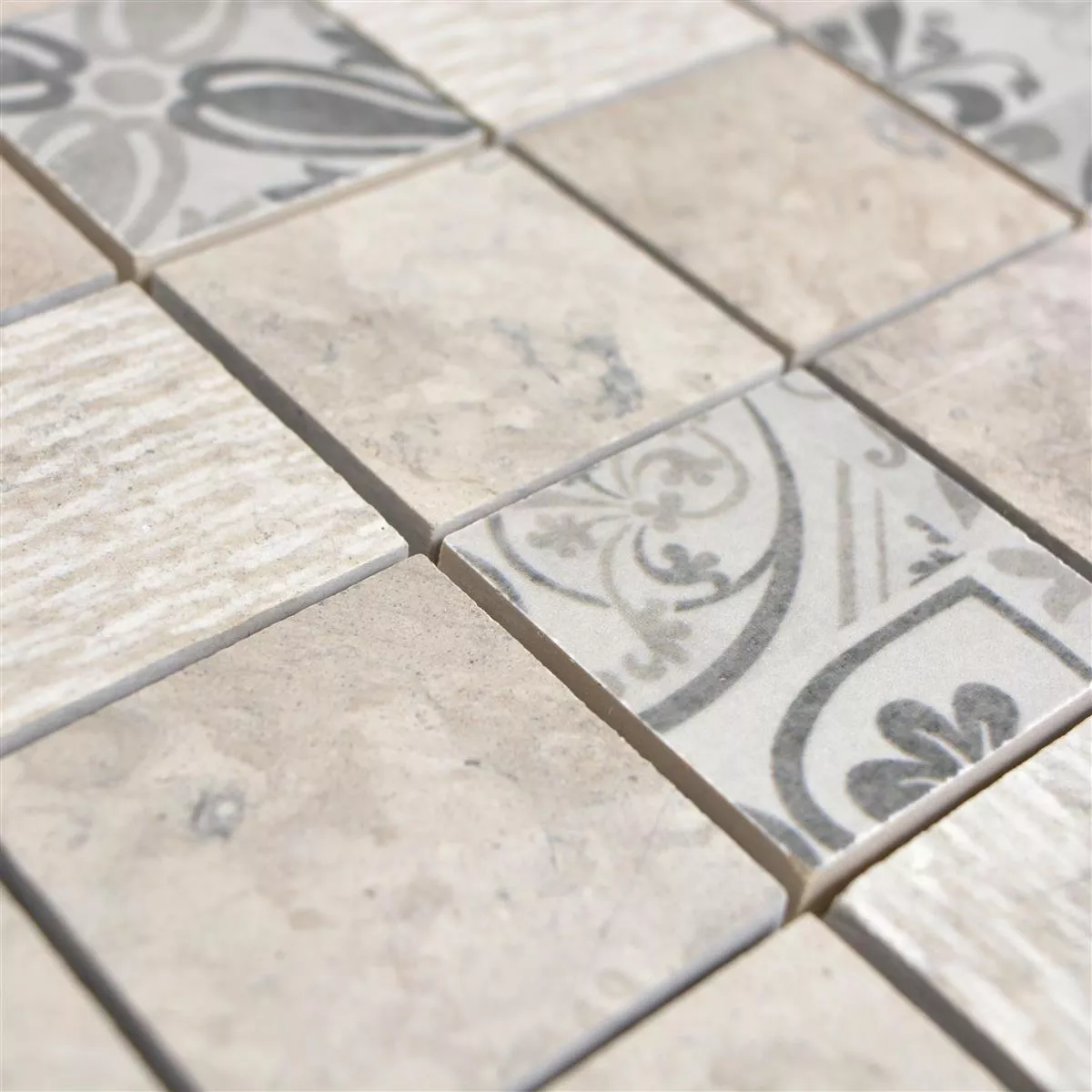 Sample Ceramic Mosaic Tiles Mythos Square Grey Beige