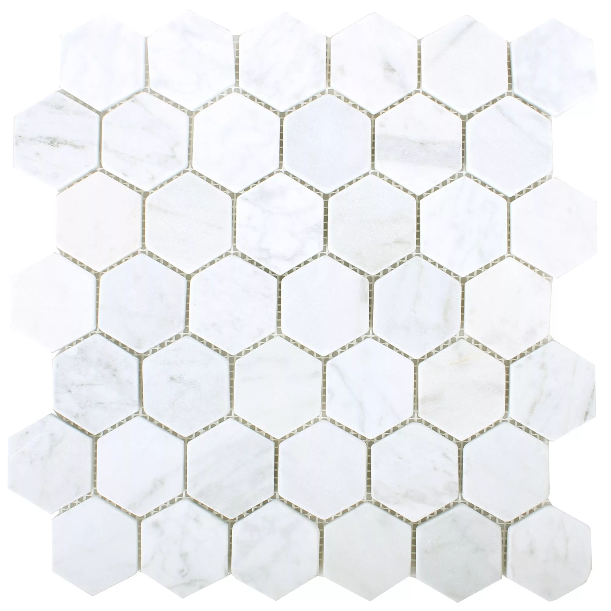Mosaic Tiles Marble Wutach Hexagon White Carrara
