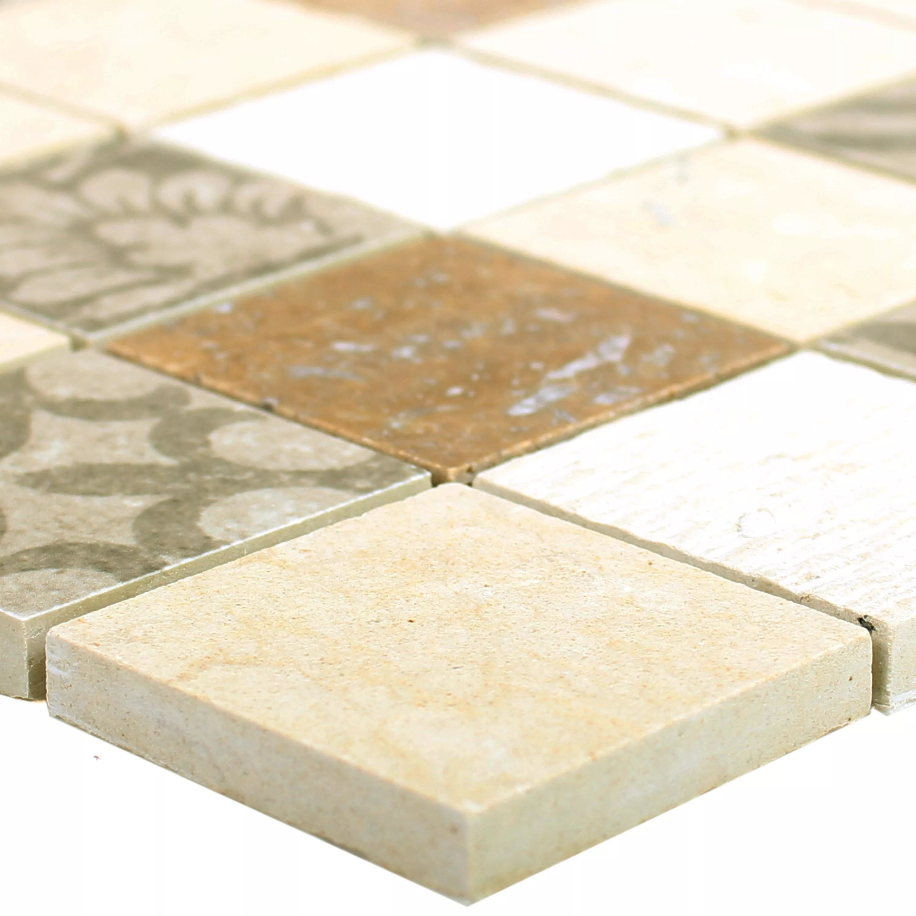Sample Ceramic Mosaic Tiles Mythos Square Grey Beige Terracotta
