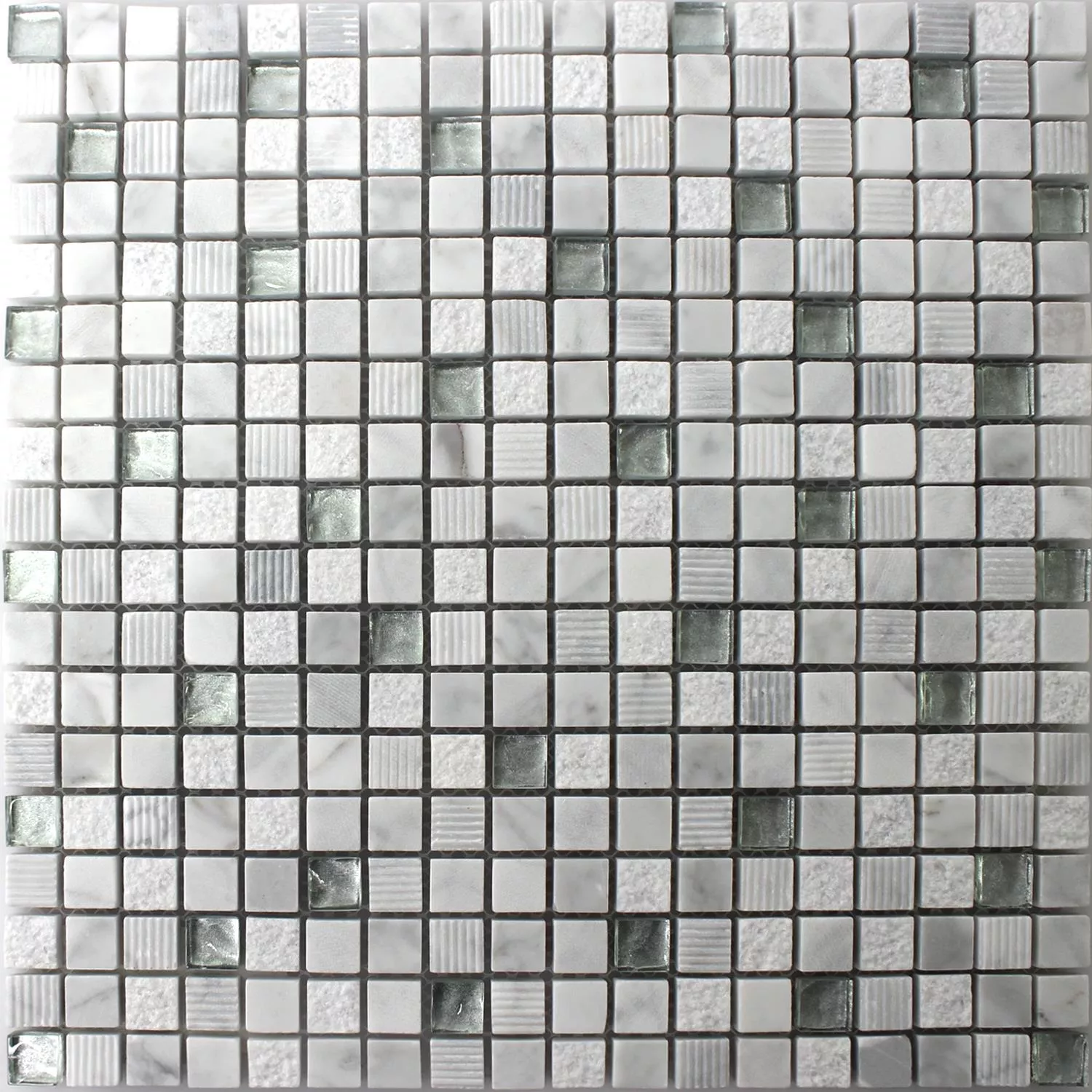 Sample Mosaic Tiles Glass Natural Stone Yukon White