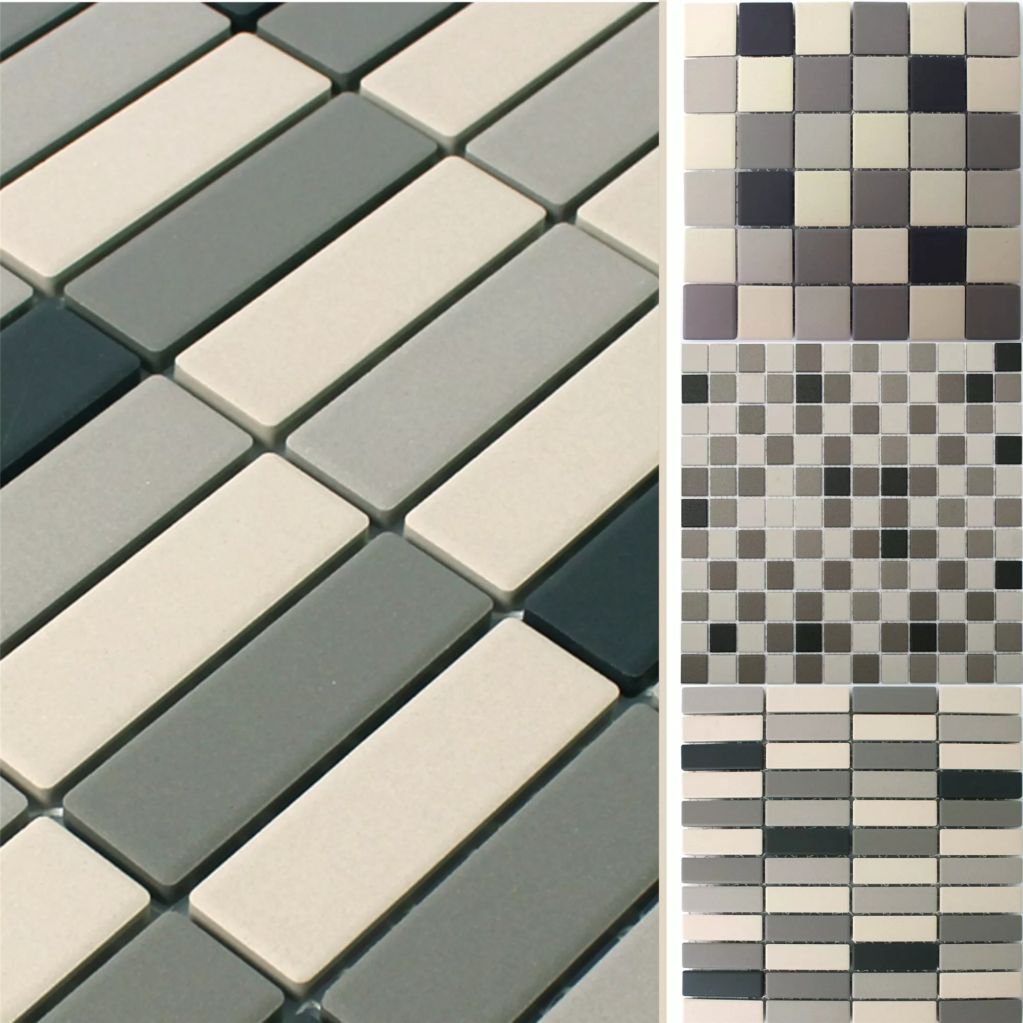 Sample Ceramic Mosaic Miranda Non-Slip Grey Beige Unglazed R10