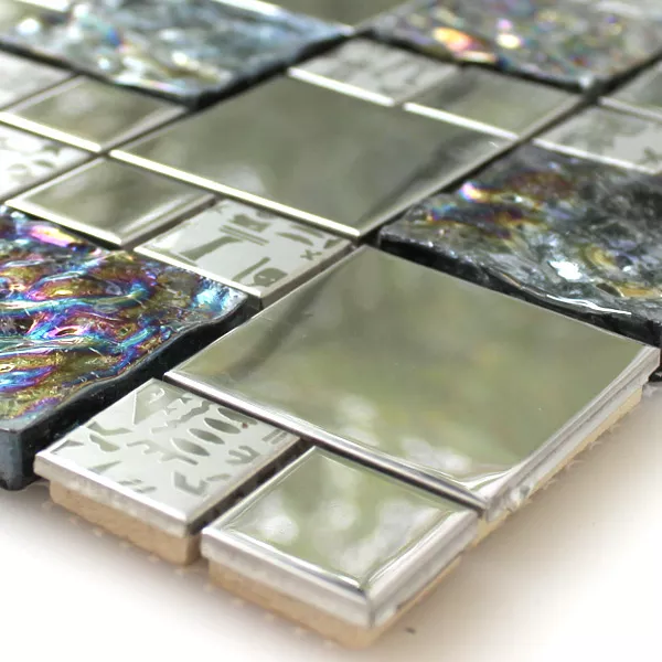 Sample Mosaic Tiles Glass Stainless Steel Metal Agypt Silver
