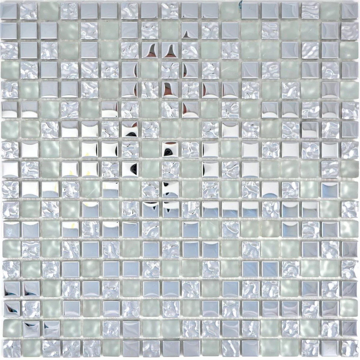 Sample Glass Mosaic Tiles Tolstoi Silver White