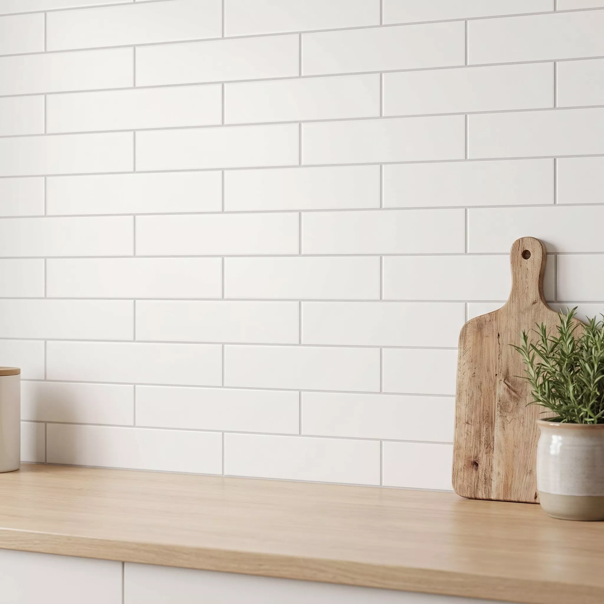 Metro tile Blanc Mat 7,5x30 cm Without Facet Swissland Blanco