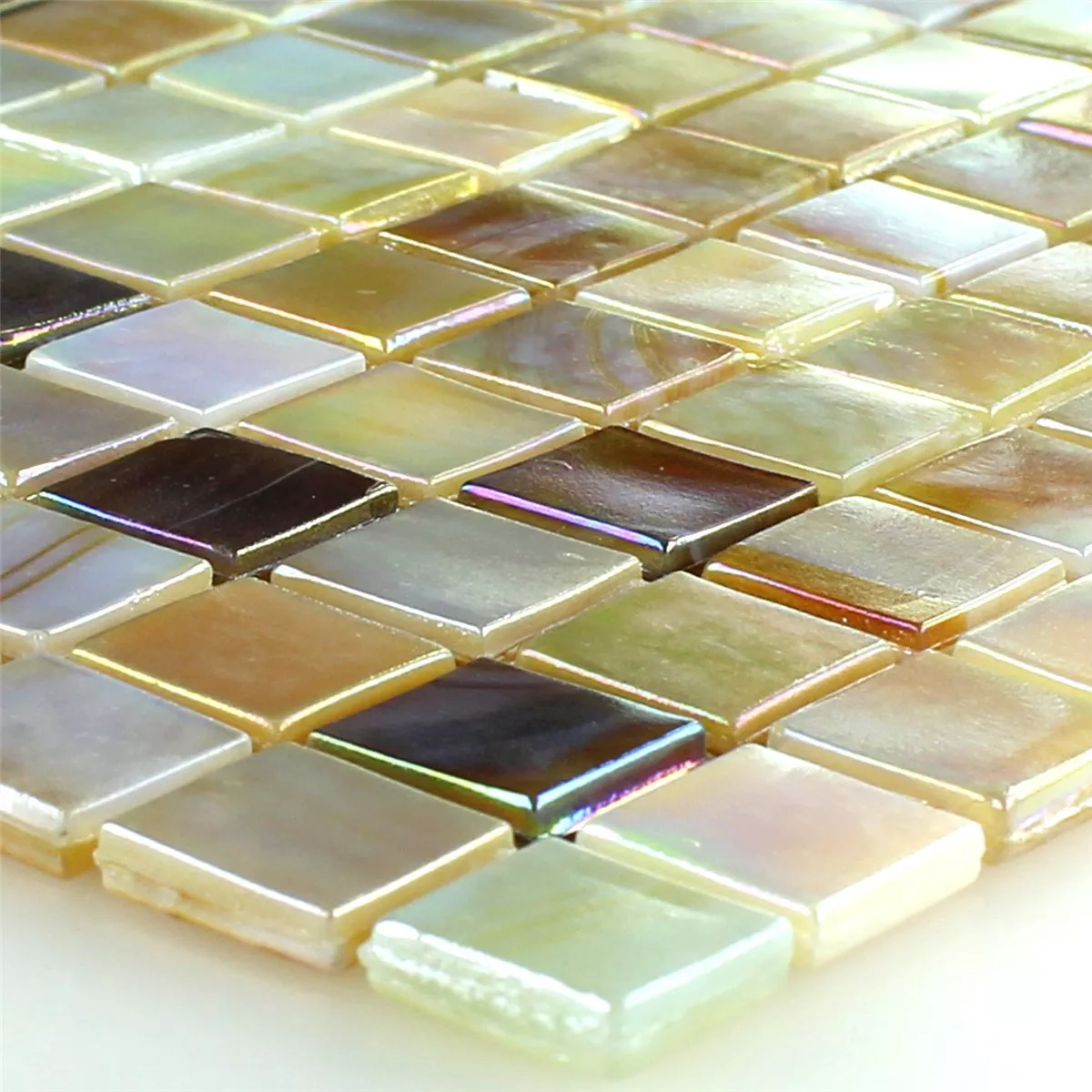 Mosaic Tiles Glass Nacre Mix Sandy 15x15x4mm