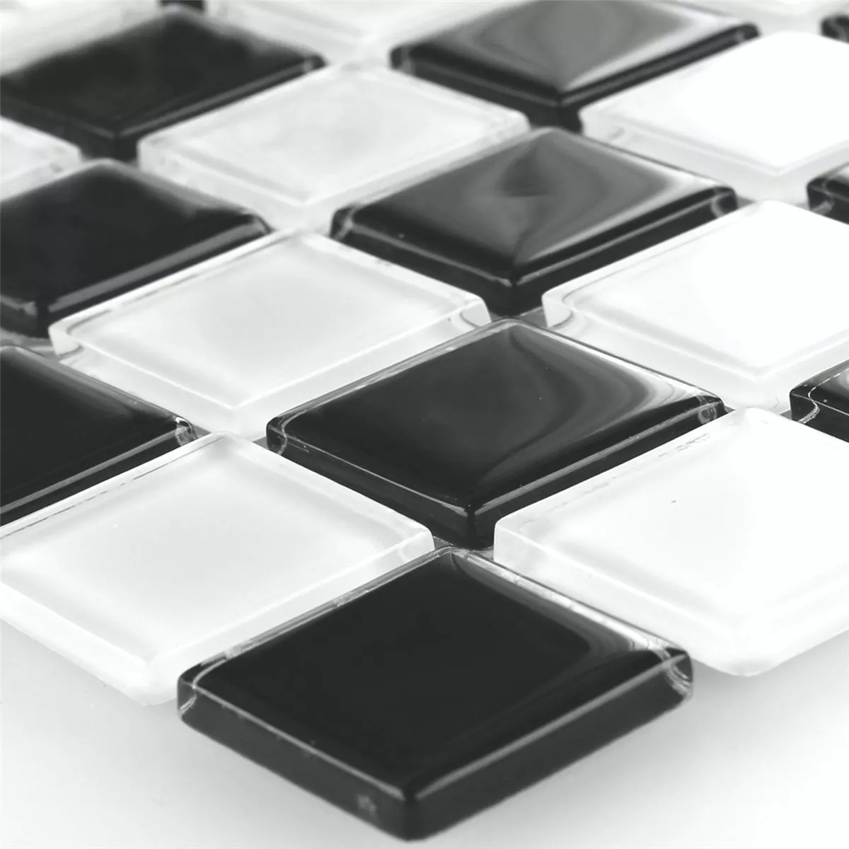 Mosaic Tiles Glass Chess Board Black White
