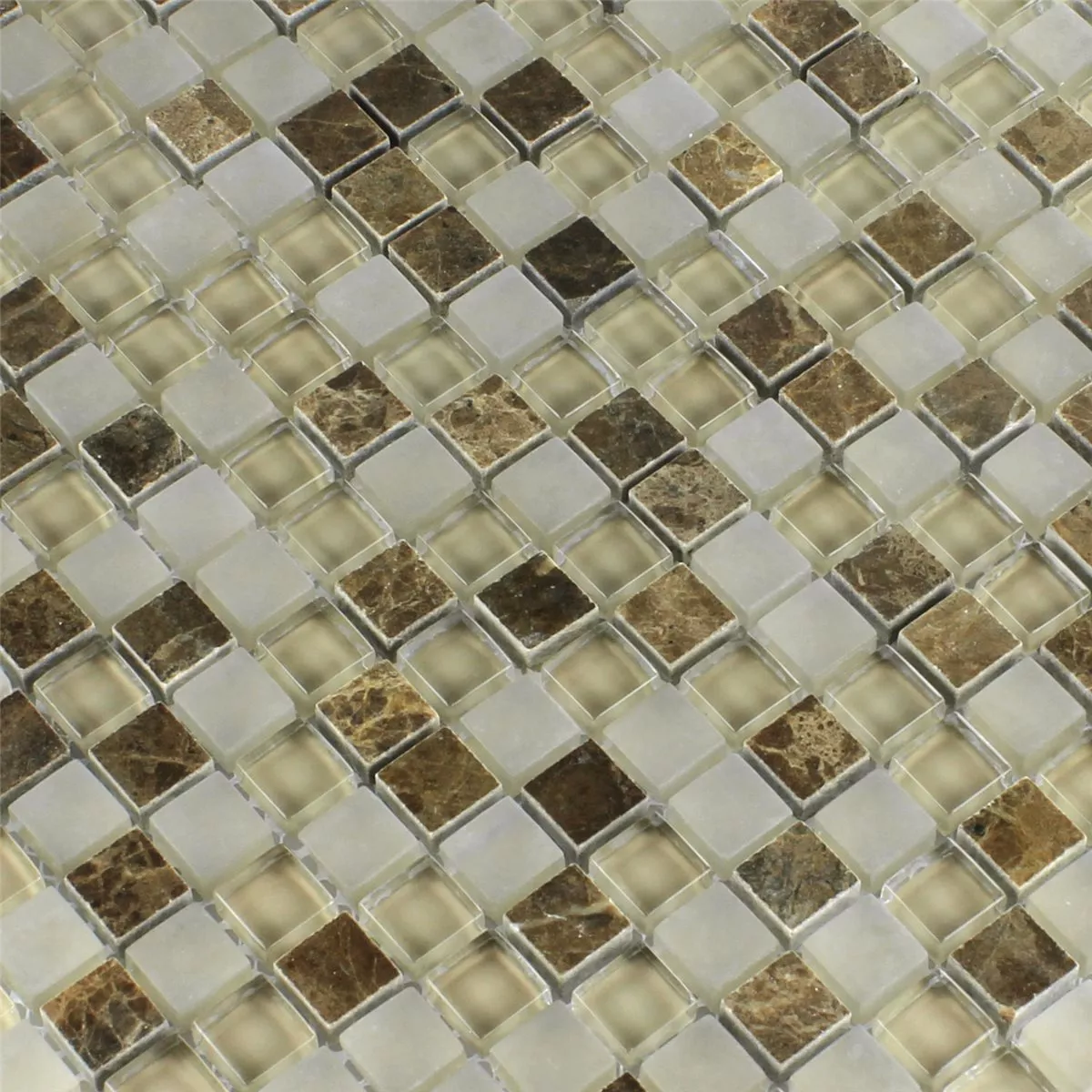 Mosaic Tiles Glass Marble Quebeck Brown 15x15x8mm